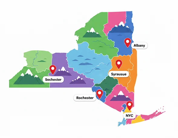 Map of New York City boroughs served