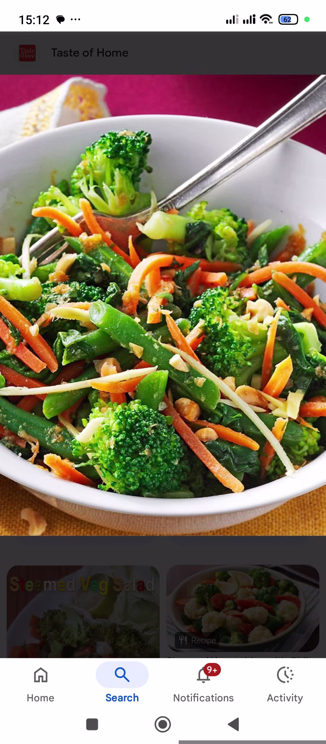 Steamed vegetables salad