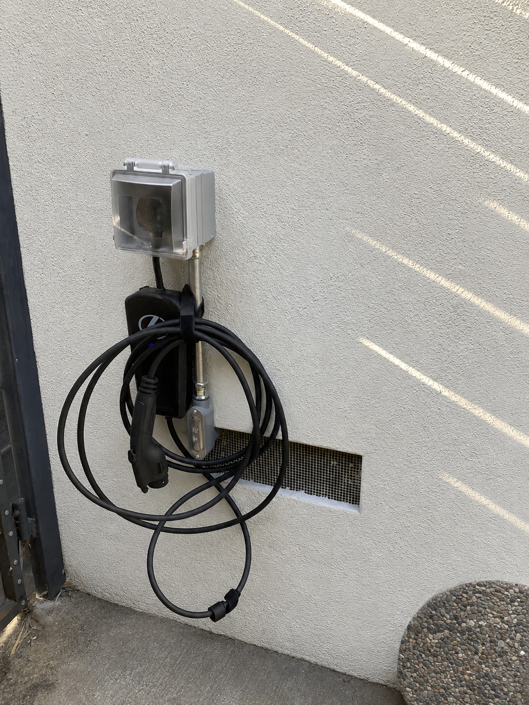 Clean, code‑conscious EV charging installation shows Powell Electric's commitment to safe, reliable outdoor electrical work.