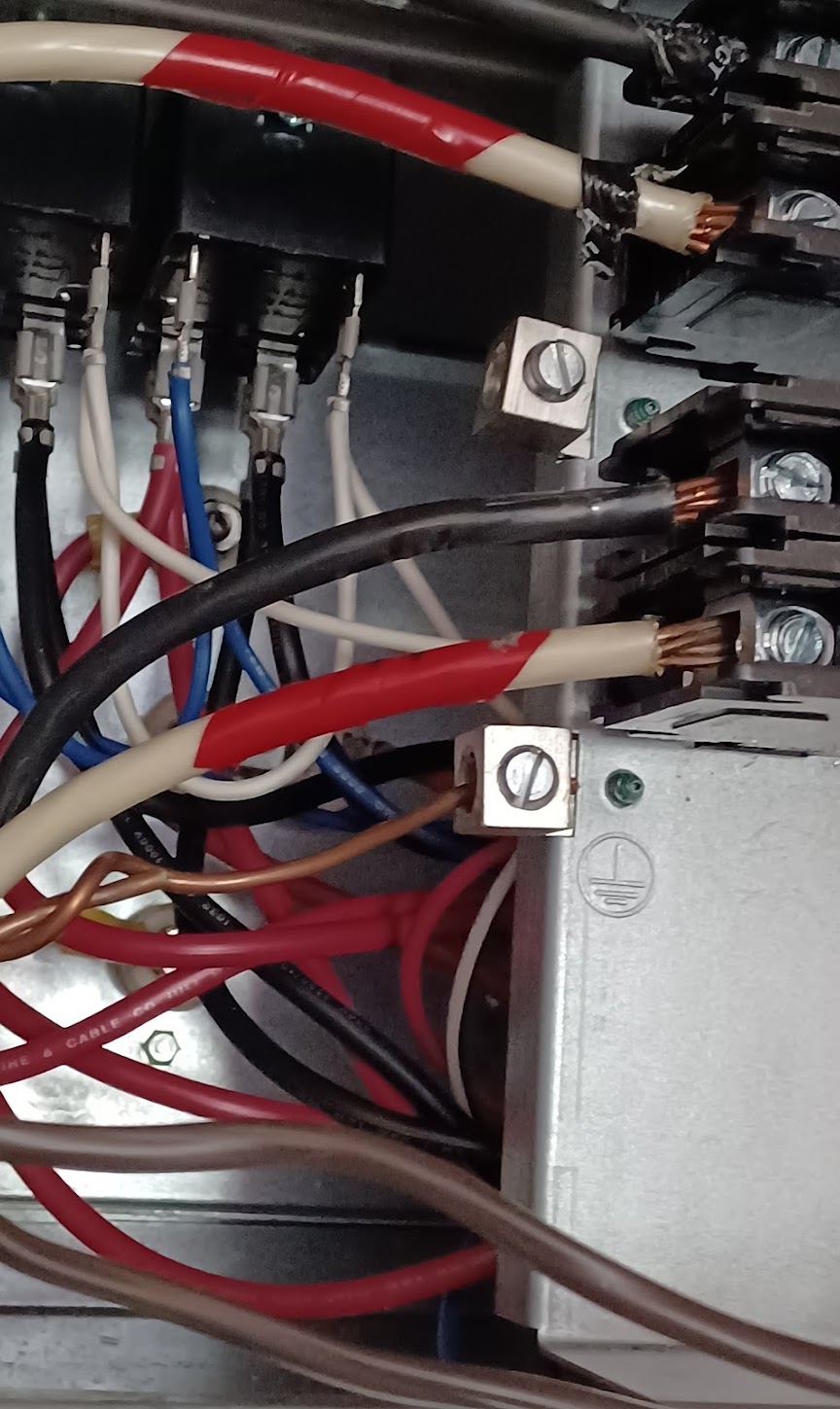 Clean, secure terminal work showcases the reliable craftsmanship customers expect from Abacus Plumbing, Air Conditioning, & Electrical.