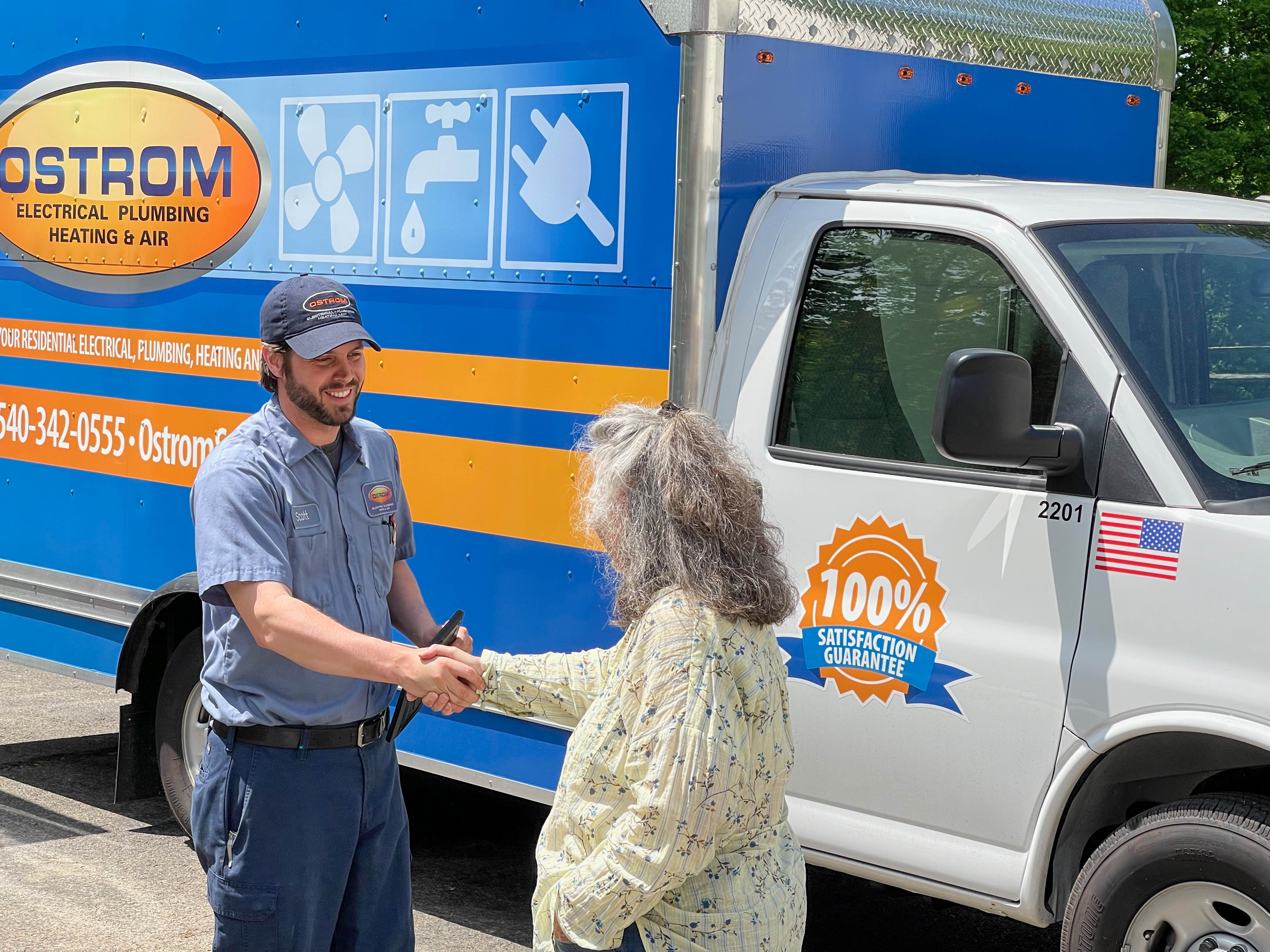 Experience 100% satisfaction with Ostrom Electrical Plumbing Heating & Air Conditioning's top-notch customer service and professional expertise.