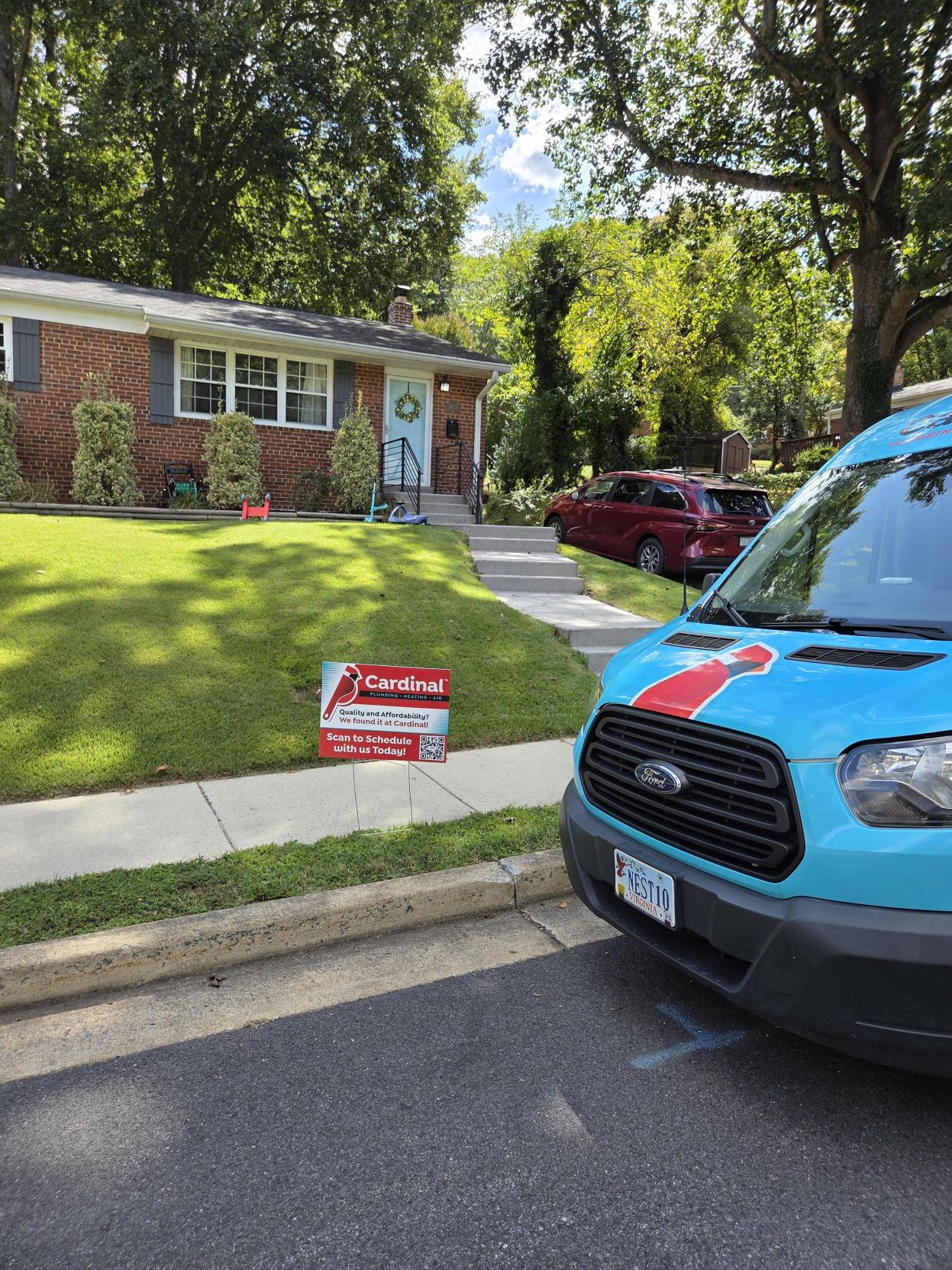 Friendly, professional technicians from Cardinal Plumbing Heating & Air Inc on-site today, showing respectful care for your home and clear scheduling options.