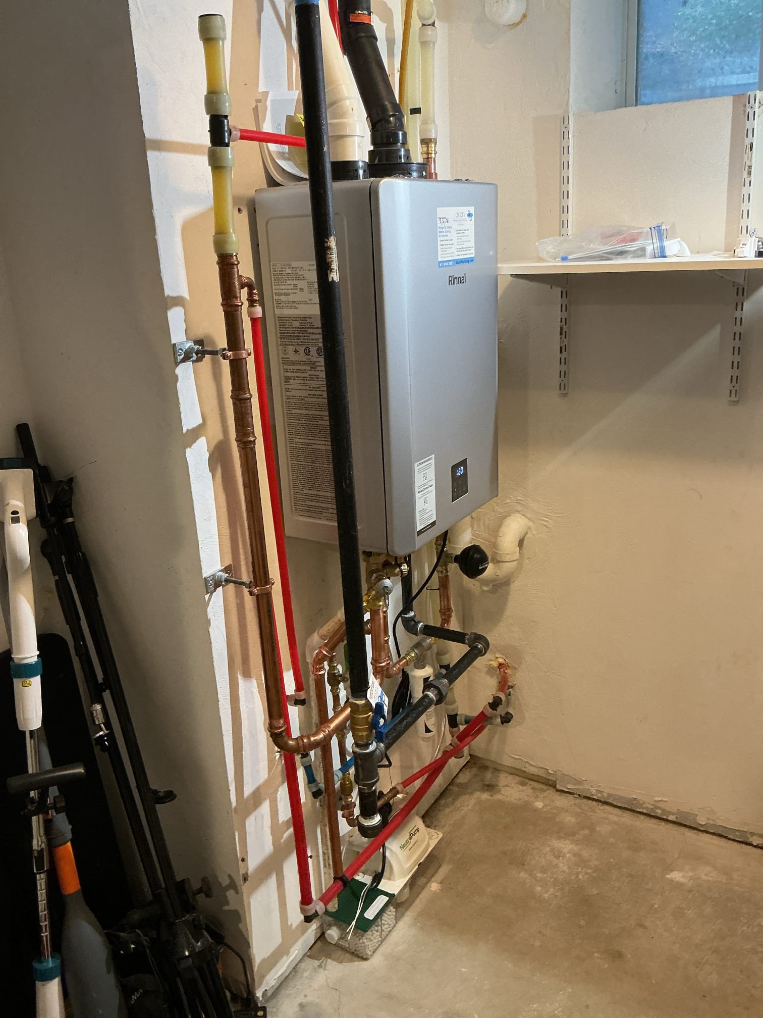 A professional Rinnai tankless installation by Akian Plumbing, Heating, Cooling & Electric demonstrates reliable, space-saving hot water performance for your home.