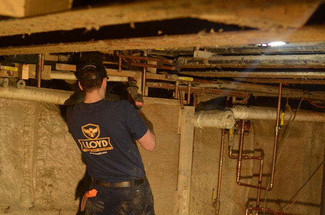 Skilled technicians from Lloyd Plumbing, Heating, Air, Electrical tackle tight basement jobs with care and quality workmanship you can trust.