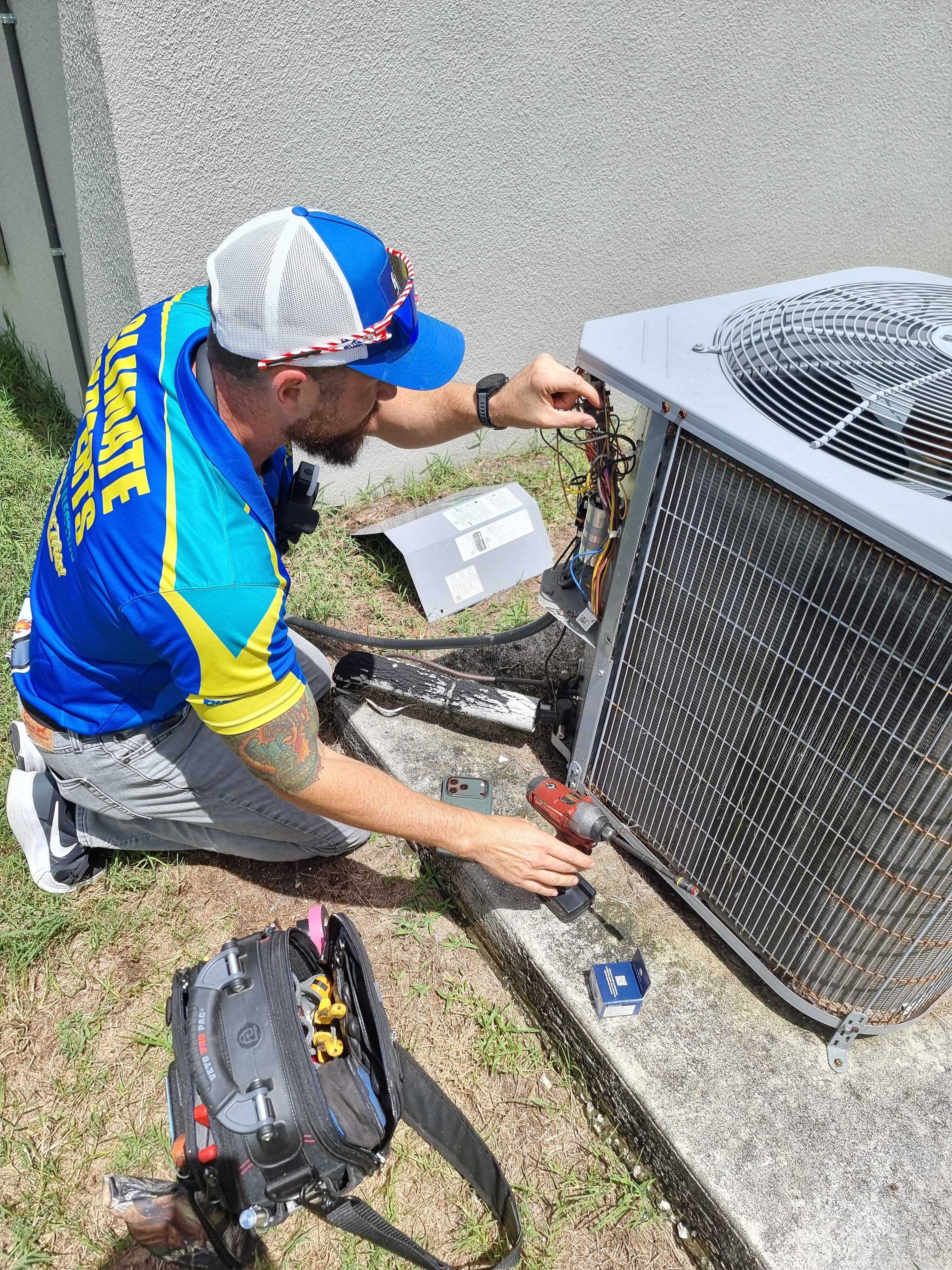 Confident, experienced technicians from Climate Experts Air, Plumbing & Electric diagnose and repair outdoor AC systems quickly with reliable tools.