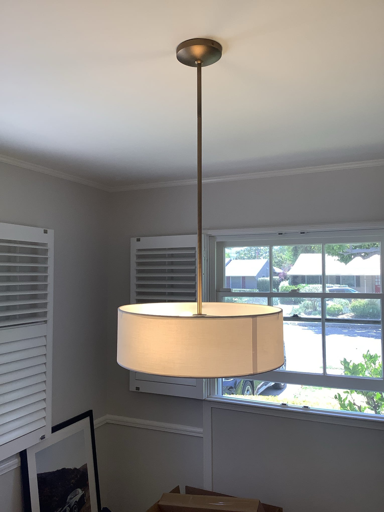 A beautifully installed pendant light shows Powell Electric’s commitment to neat, safe lighting installations and refined interior finishes.