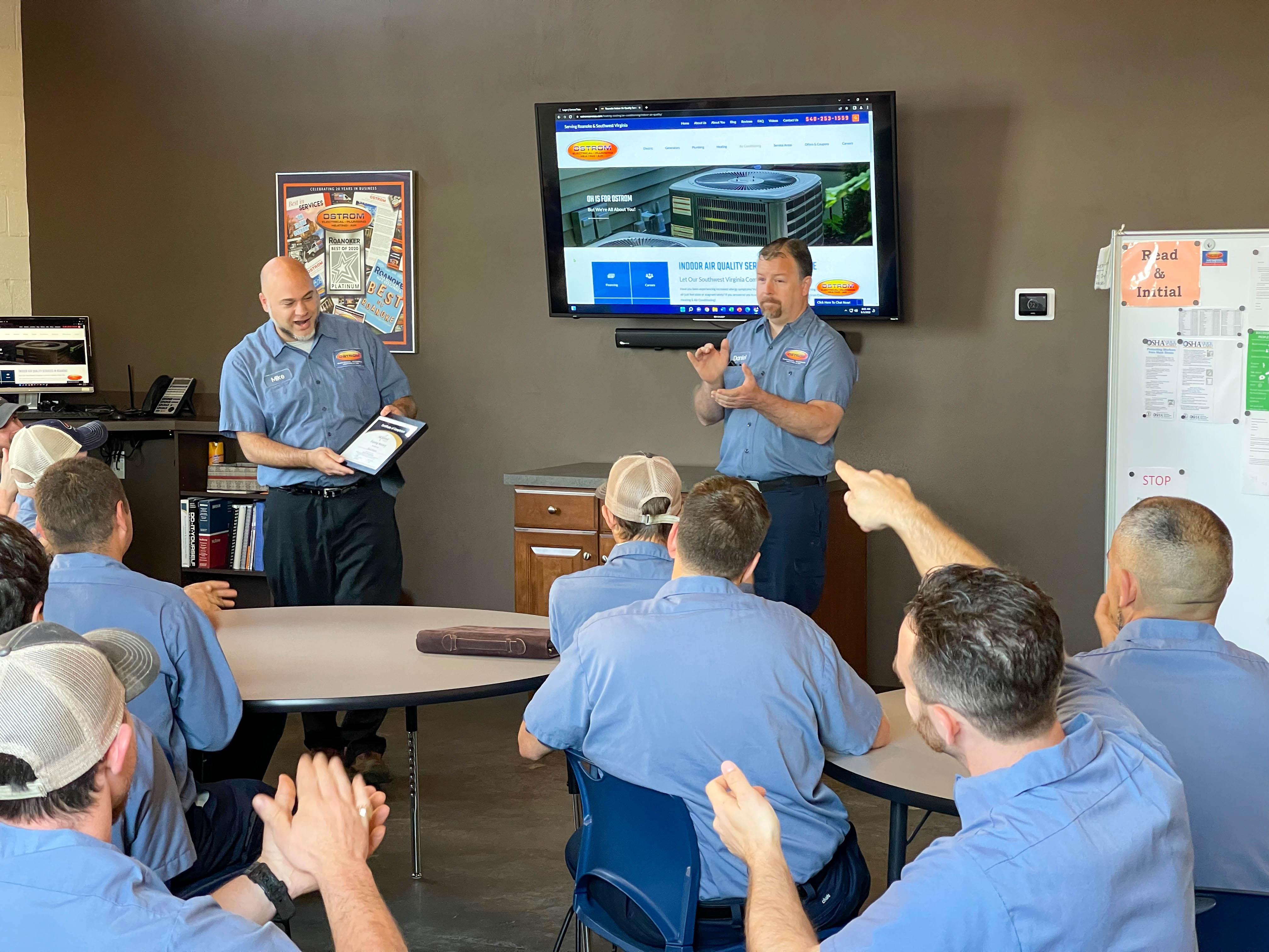 At Ostrom Electrical Plumbing Heating & Air Conditioning, we celebrate teamwork and excellence in service.
