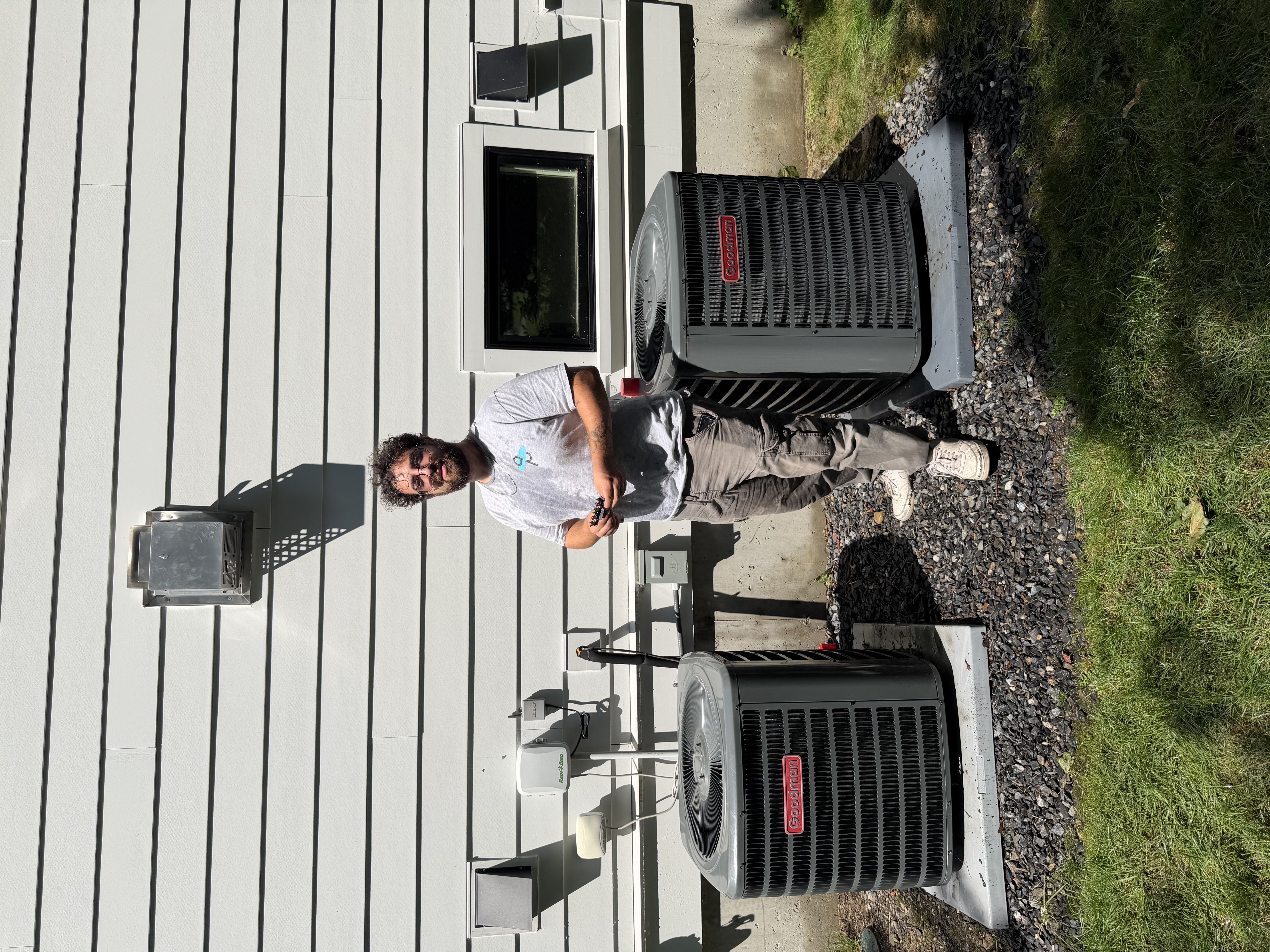 Showing reliable craftsmanship on a routine service visit, Akian Plumbing, Heating, Cooling & Electric keeps your HVAC systems running efficiently.