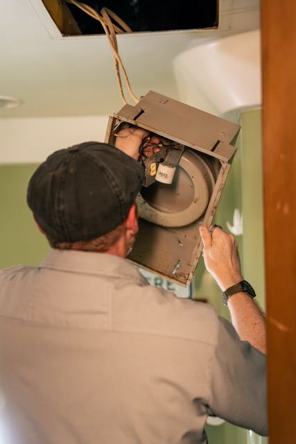 Skilled and careful installation of a recessed fixture shows Lloyd Plumbing, Heating, Air, Electrical’s commitment to professional workmanship.