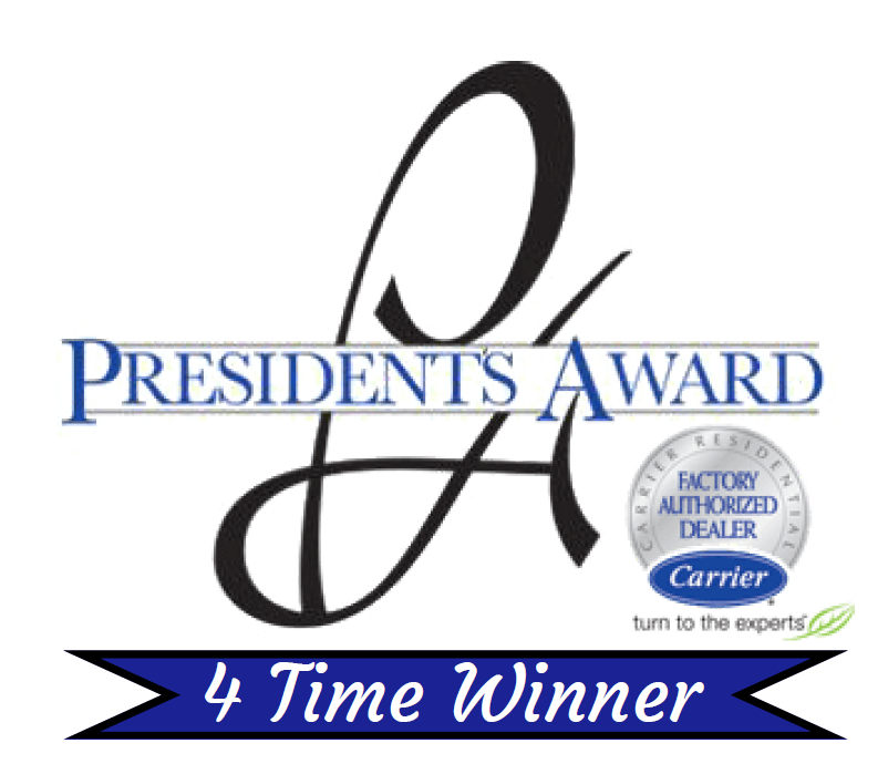 Western States Home Services: Proud 4-time Winner of the Presidents Award, showcasing excellence and trust as a Carrier Factory Authorized Dealer.