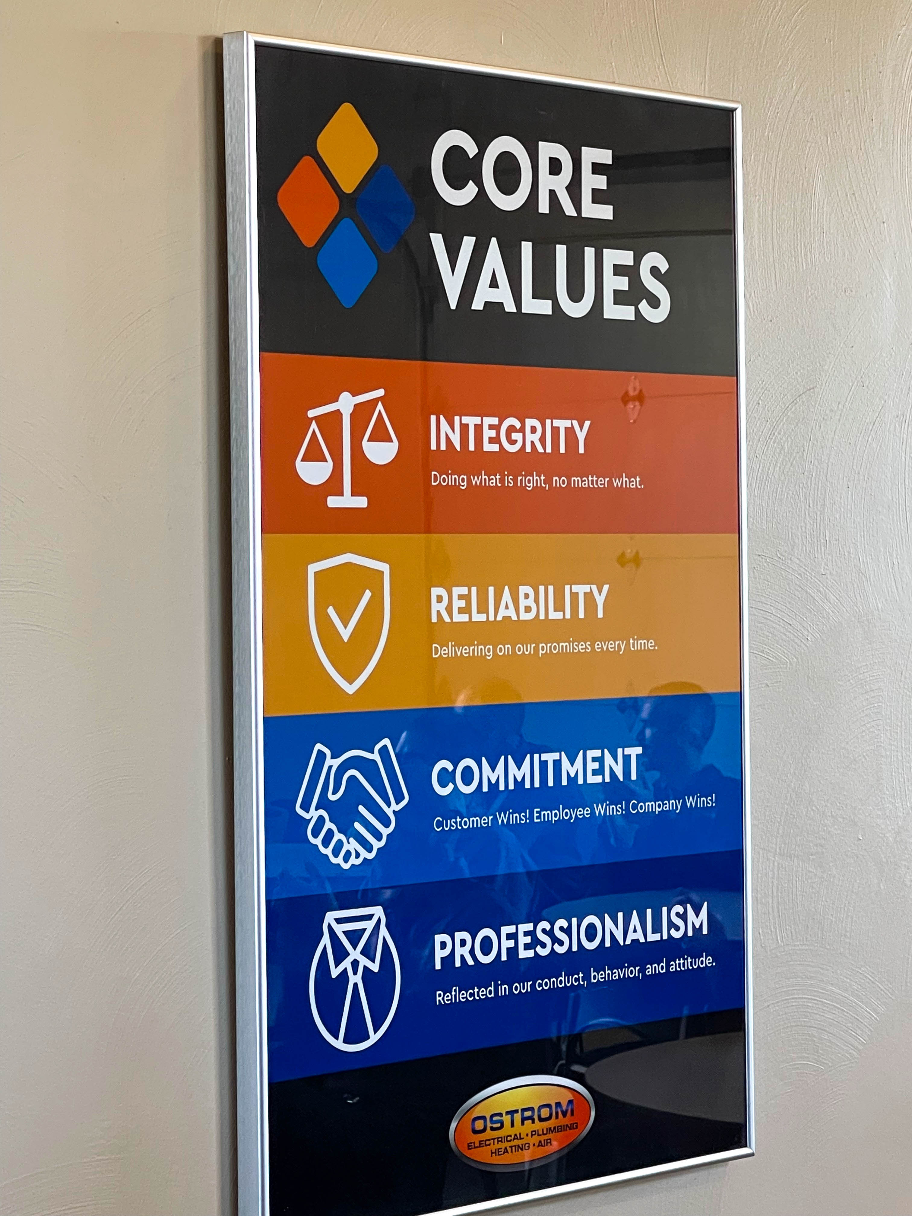 Ostrom Electrical Plumbing Heating & Air Conditioning: Upholding Integrity, Reliability, Commitment, and Professionalism in every service!