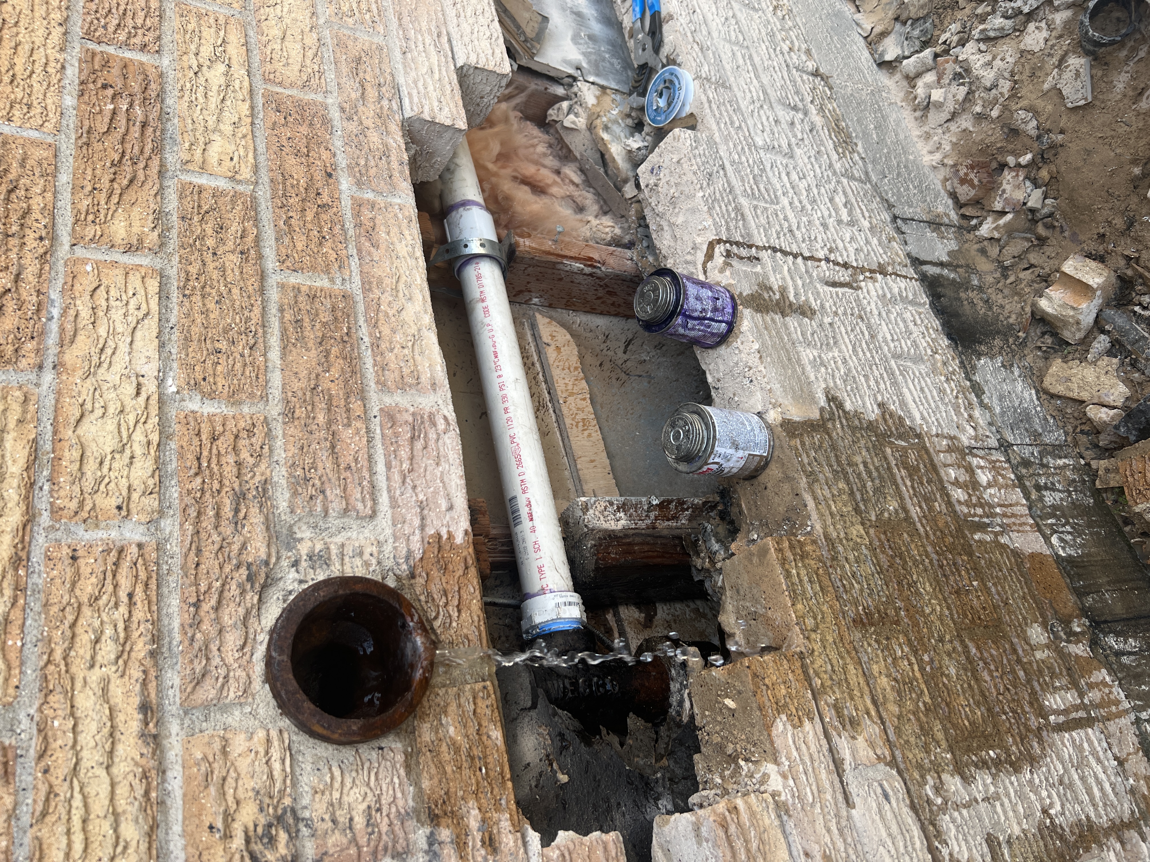 Rise Plumbing Systems quickly identifies and repairs corroded exterior drains to stop leaks and prevent hidden water damage while restoring the wall.