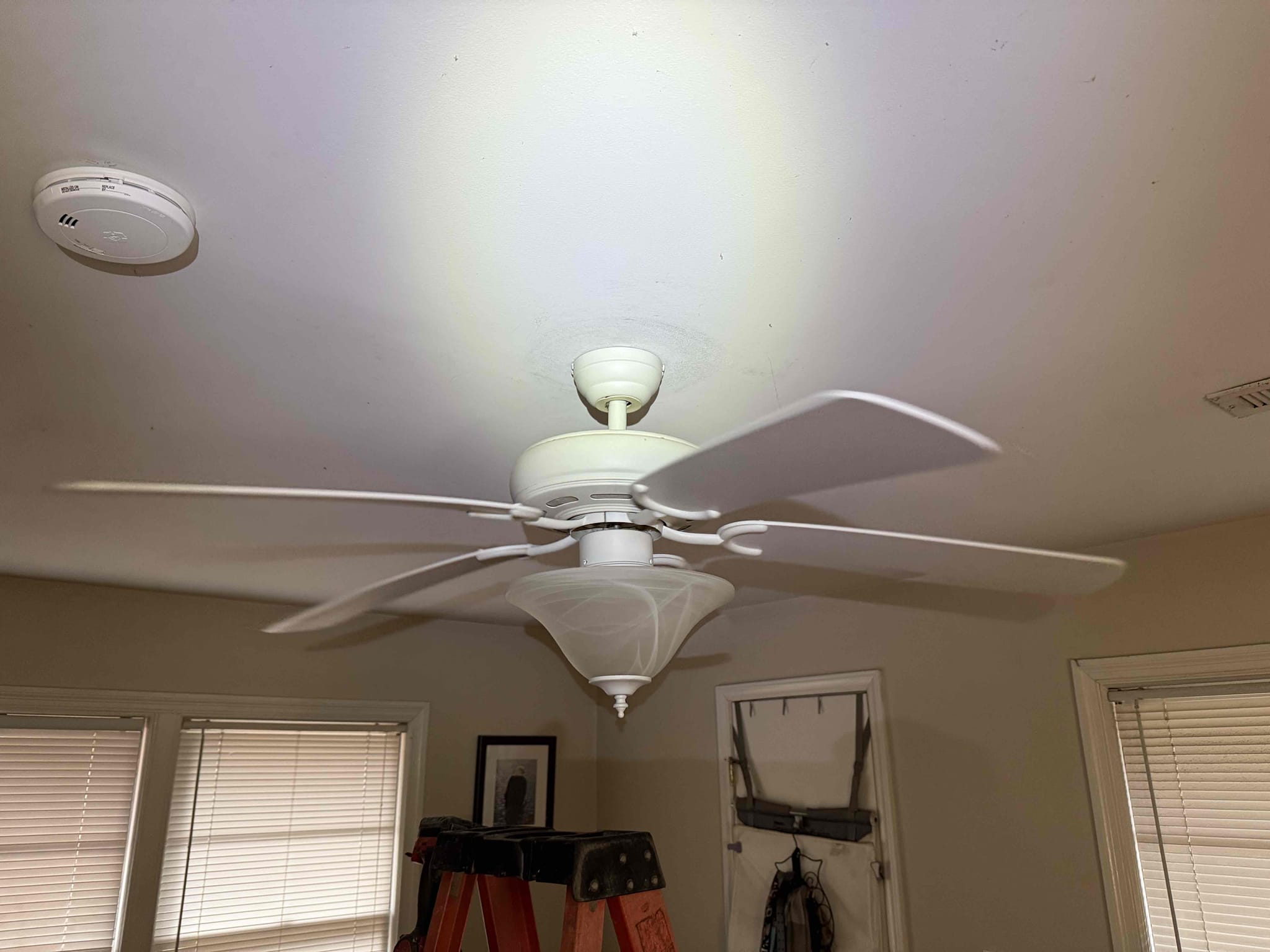 A polished ceiling fan installation shows the attention to detail customers trust from Dawson's Electric & Air, bringing reliable comfort and safety.