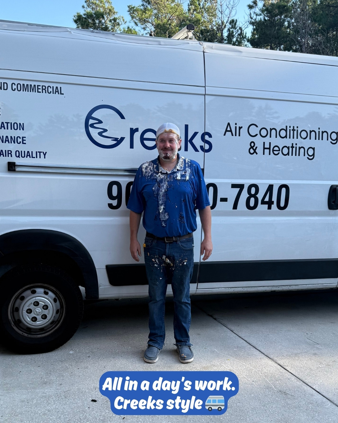 All in a day's work, Creeks Air Conditioning & Heating ensures comfort with every service call!