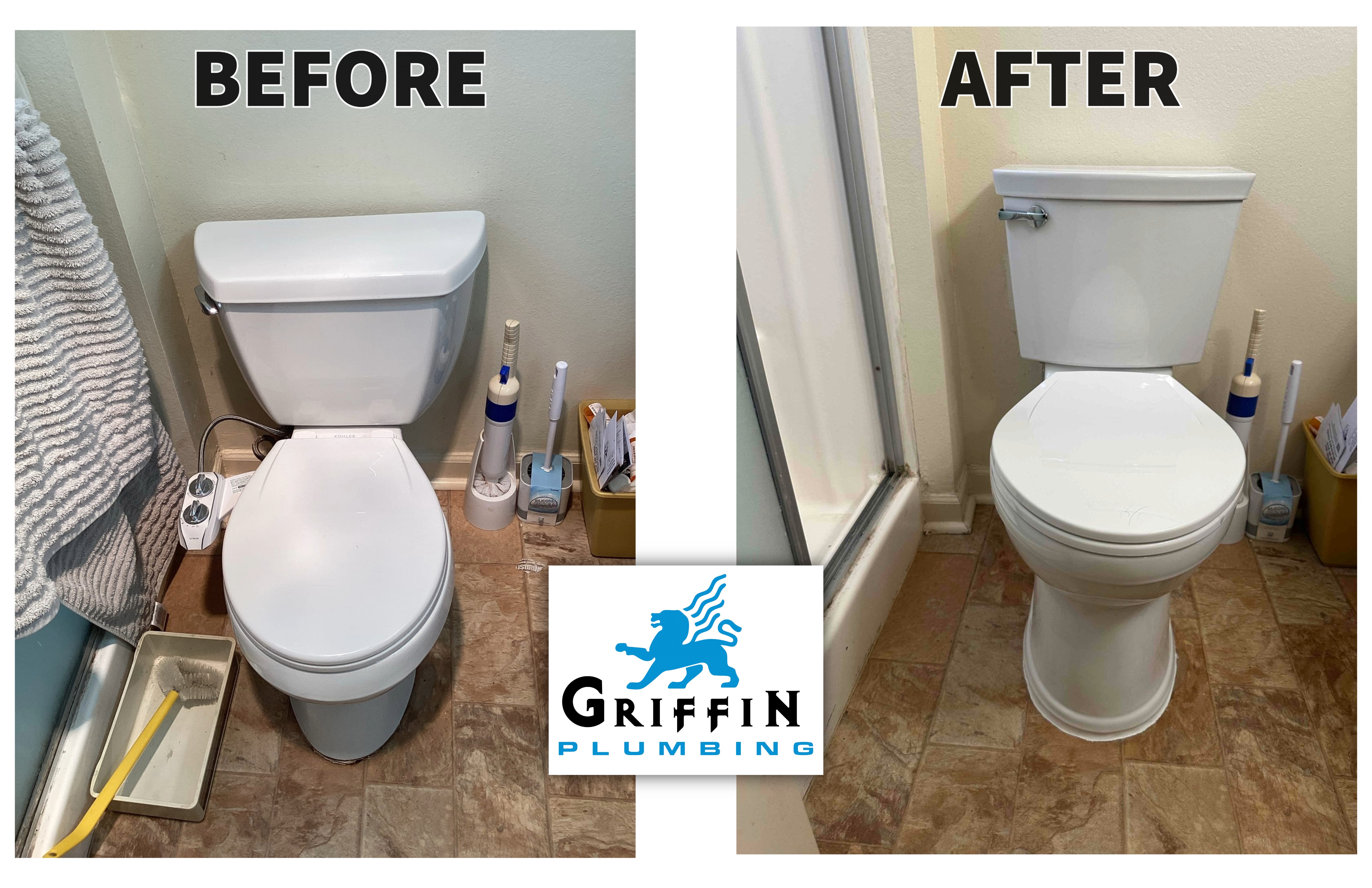Transform your bathroom with the expert touch of Griffin Plumbing, Inc., ensuring a cleaner and more efficient space.