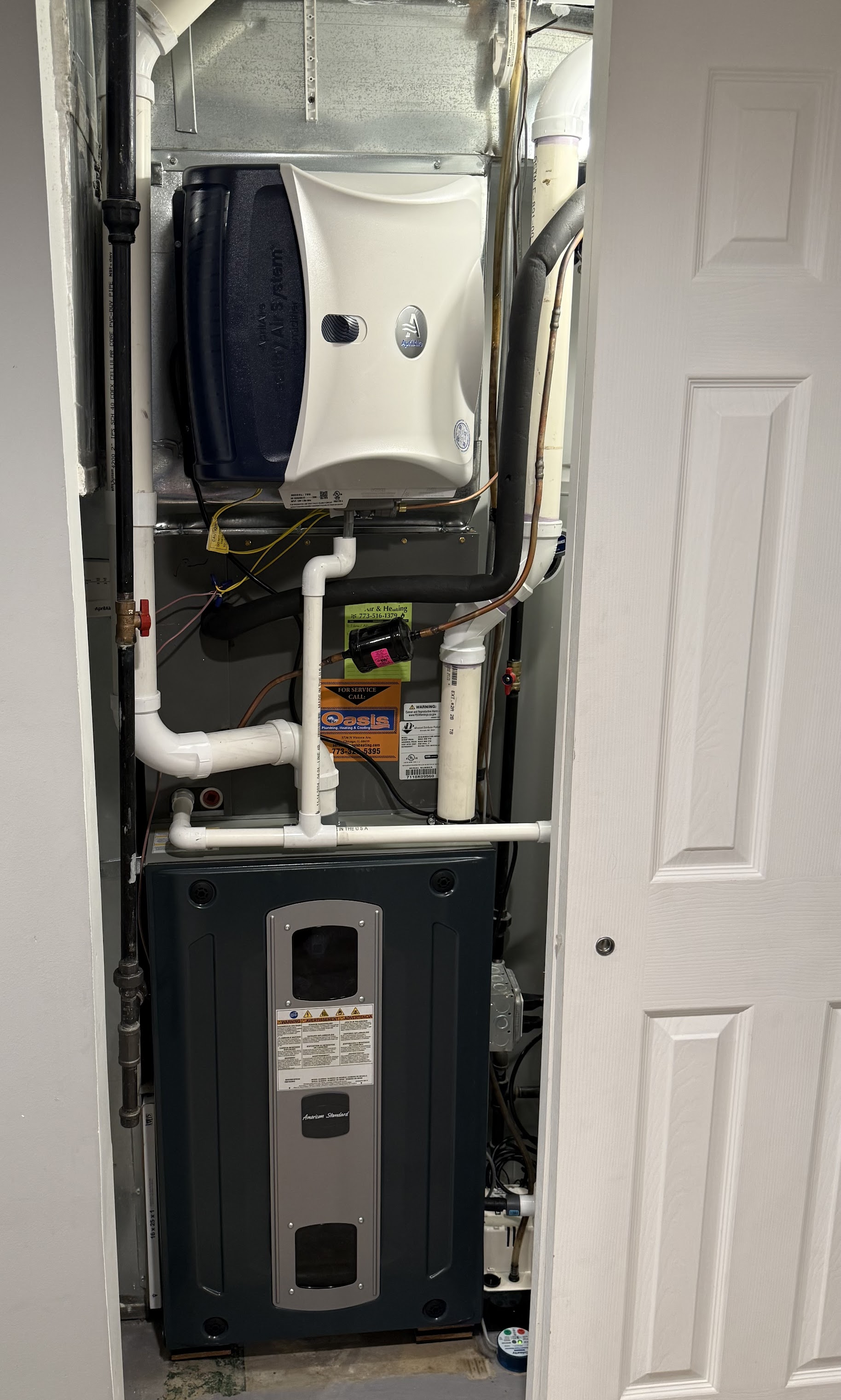 A tidy, space-smart installation shows how Oasis Heating and Cooling delivers reliable, professional HVAC service with attention to long-term performance.