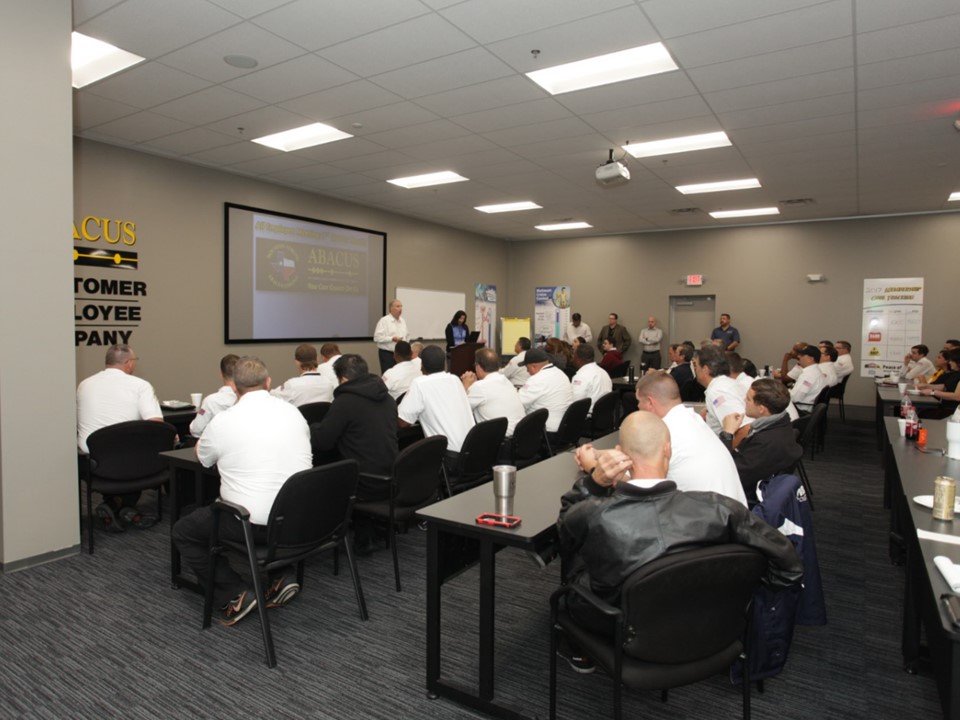 Team-focused training shows Abacus Plumbing, Air Conditioning & Electrical investing in professional skills and consistent customer support.