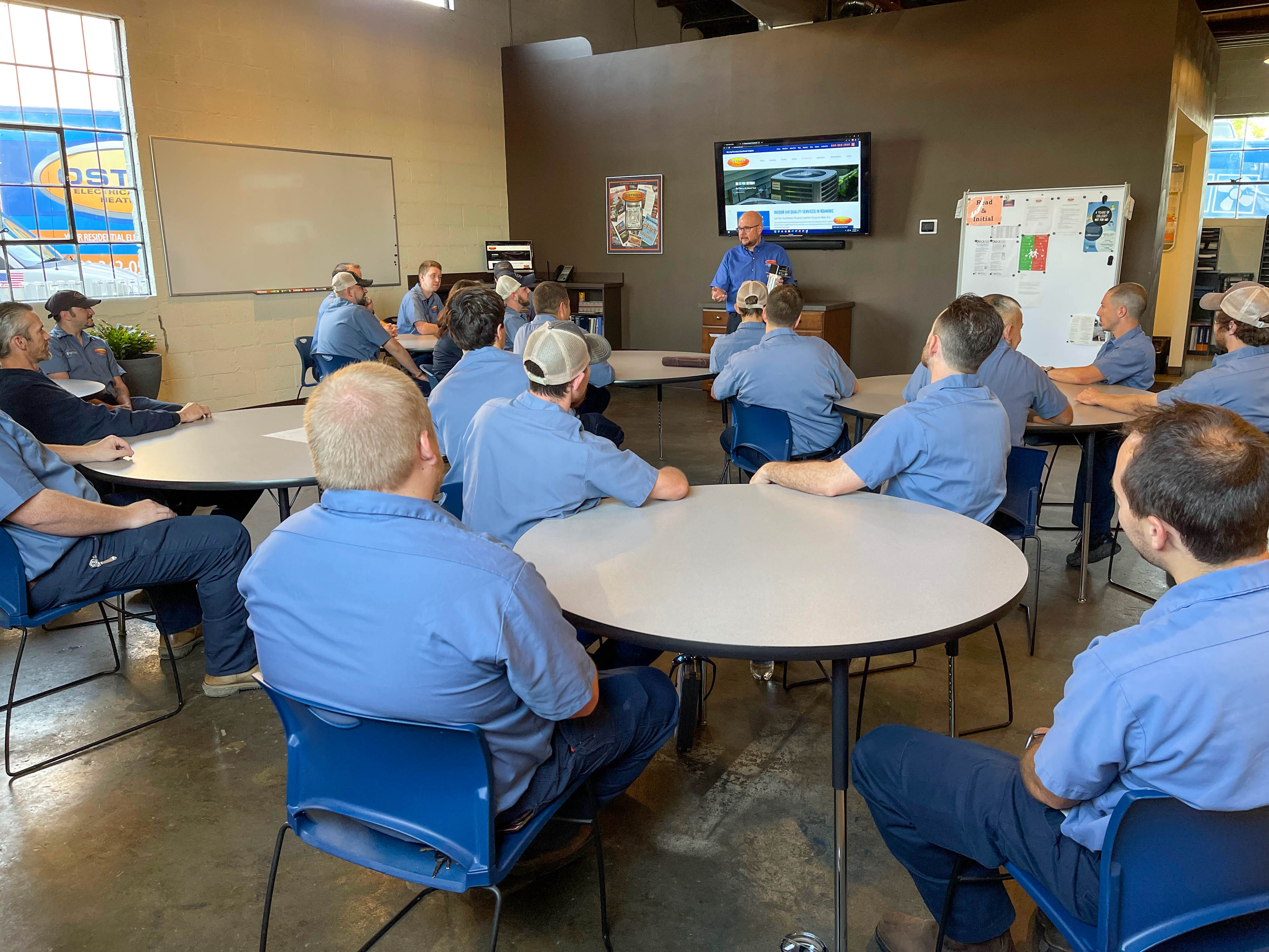 At Ostrom Electrical Plumbing Heating & Air Conditioning, our team stays ahead with dedicated training sessions to ensure top-notch service and expertise.