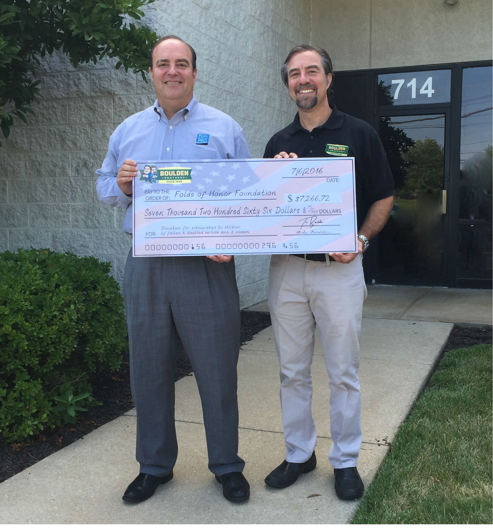 Boulden Brothers proudly contributes to the community with a generous donation to the Folds of Honor Foundation.