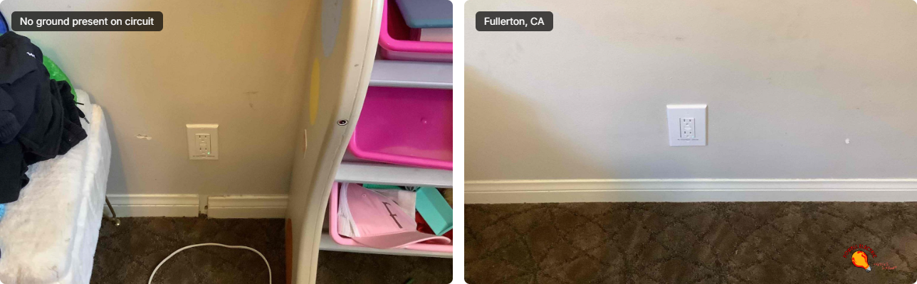 Powell Electric restored a safe, grounded outlet in this bedroom, delivering tidy workmanship and reliable protection for your home.
