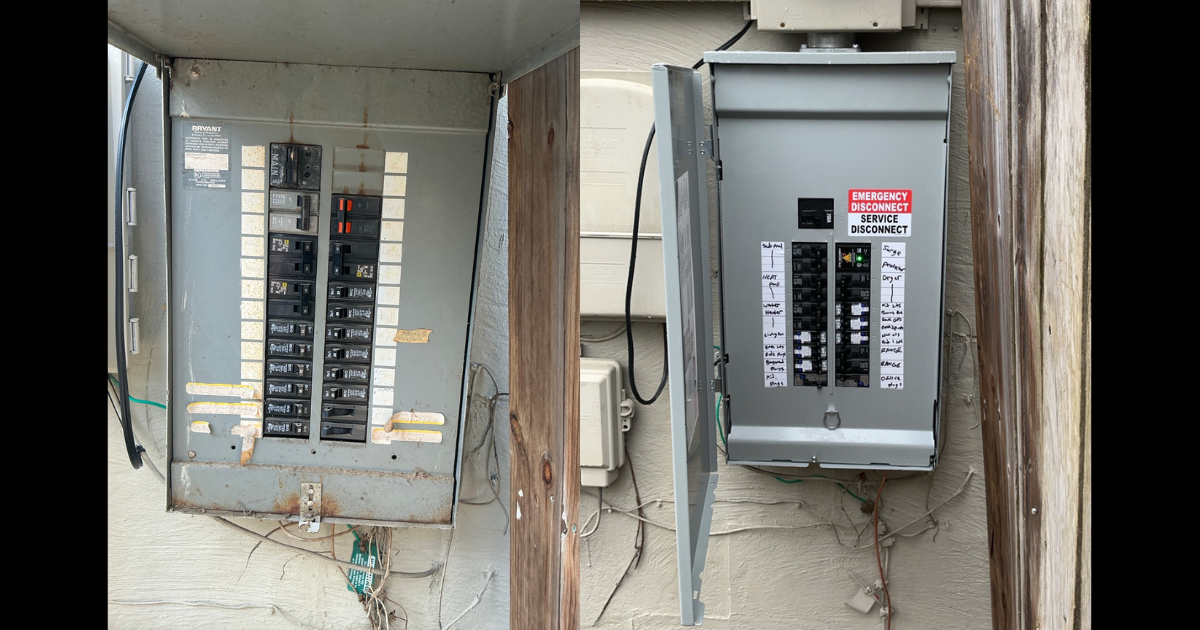 Showing a safer, neater electrical upgrade, Atomic Electric Service Inc. delivers reliable panel replacements with clear labeling and care.