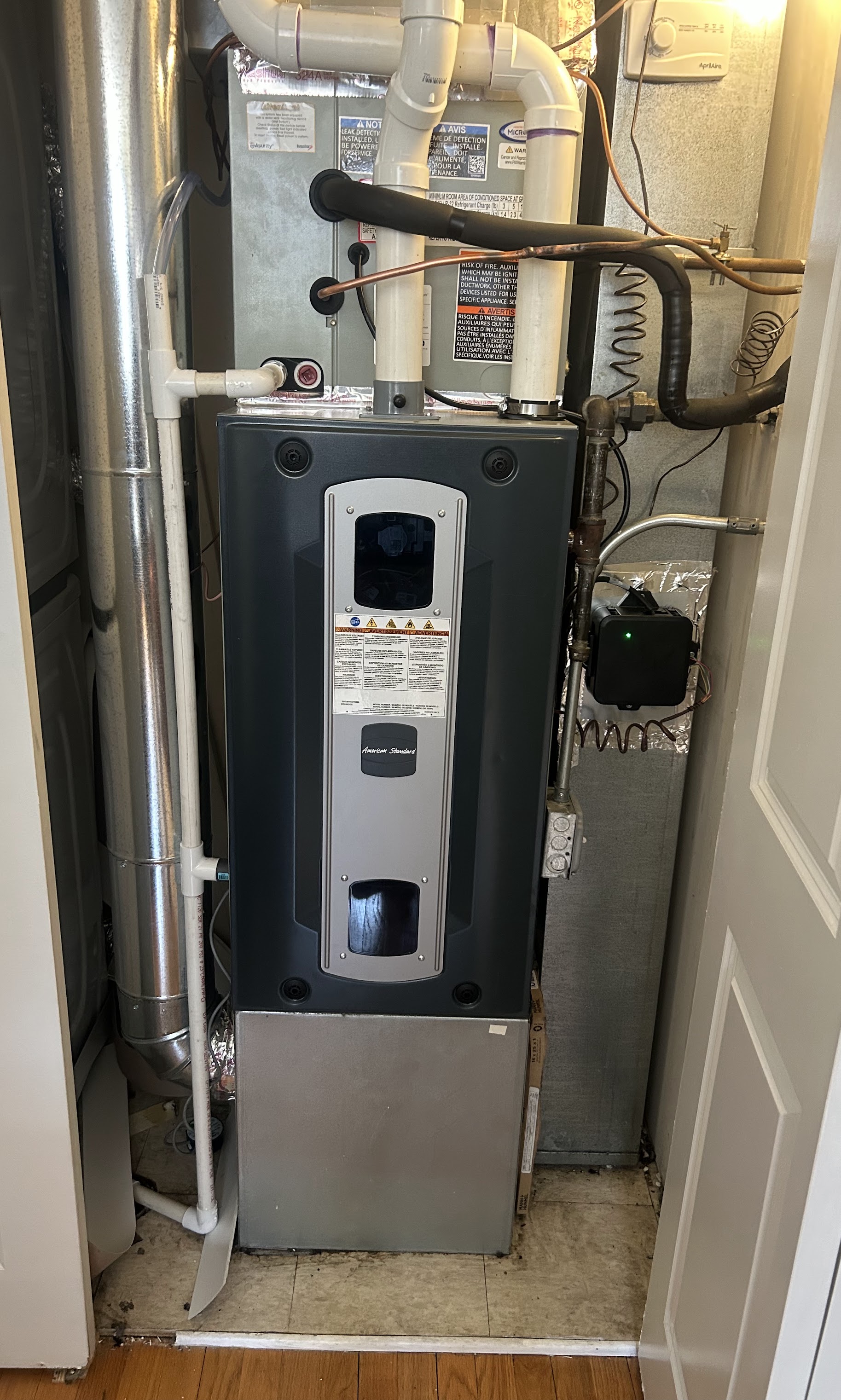 Professional installation and tidy piping show Oasis Heating and Cooling’s commitment to reliable, efficient home comfort solutions.