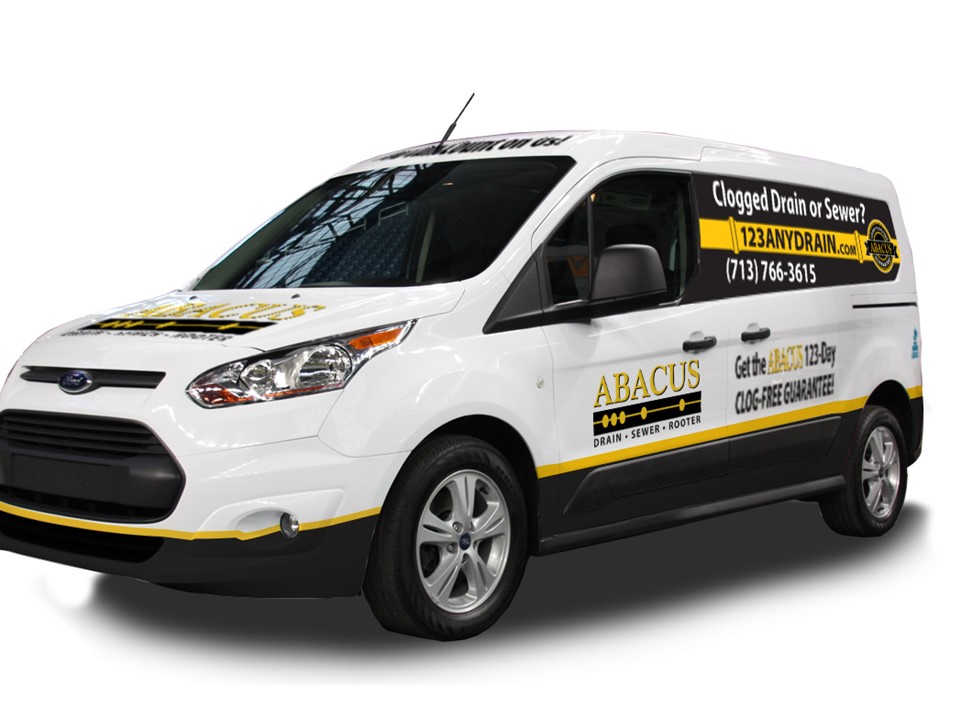 A clean, clearly branded service van from Abacus Plumbing, Air Conditioning & Electrical showcases reliability and trust for fast, professional drain service.