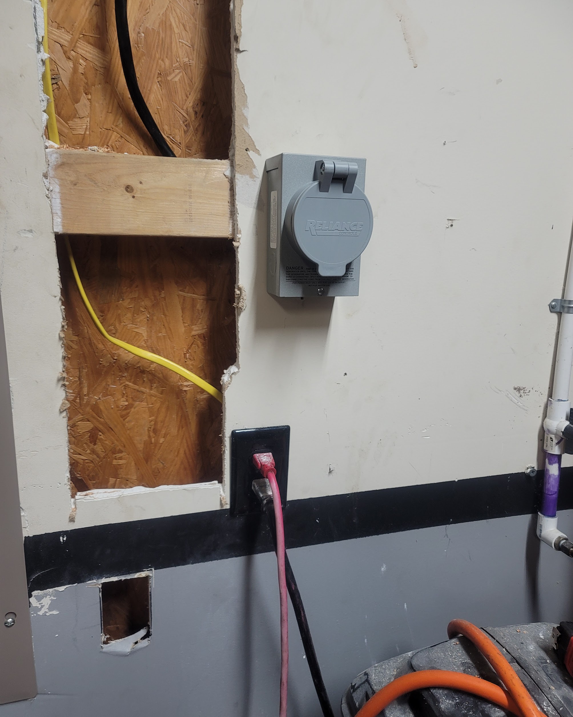 Abacus Plumbing, Air Conditioning & Electrical shows careful on-site electrical hookup work, keeping systems accessible and ready while repairs continue.