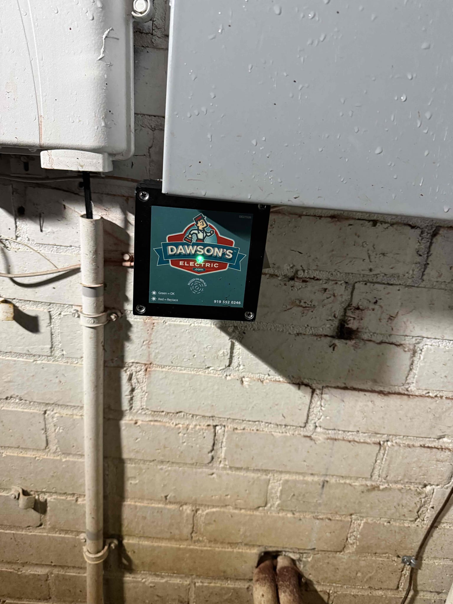 A tidy, professional installation highlights Dawson's Electric & Air commitment to reliable electrical work and long-lasting results.