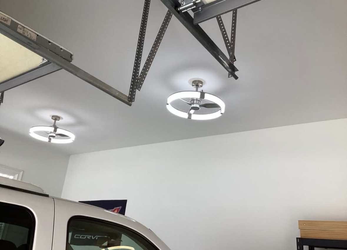 Bright, clean garage lighting installed by Kalahari Electrical Services highlights craftsmanship and reliable residential service.