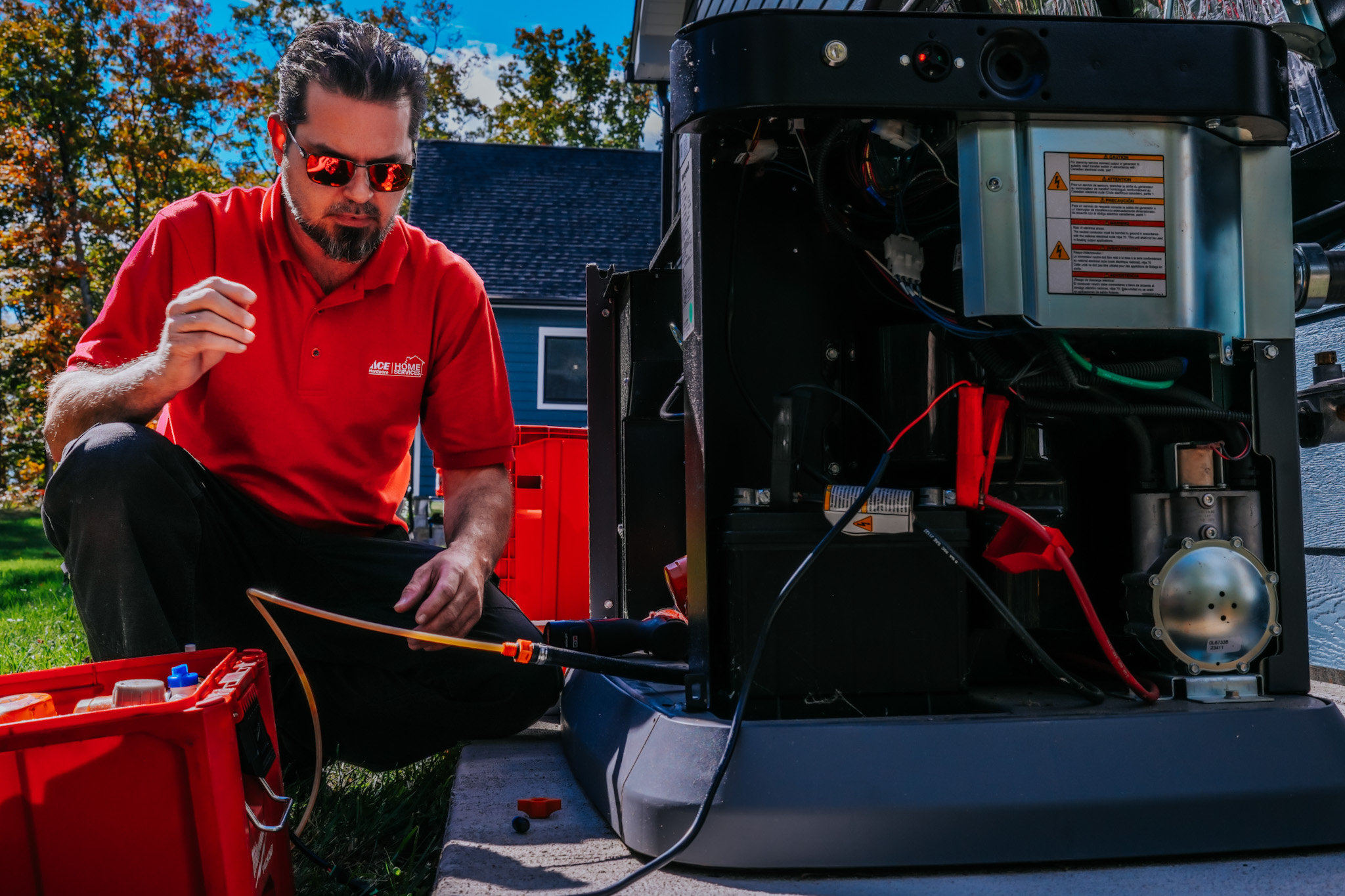 A skilled Parrish Services technician inspects your outdoor HVAC unit on-site, delivering reliable workmanship and clear communication.