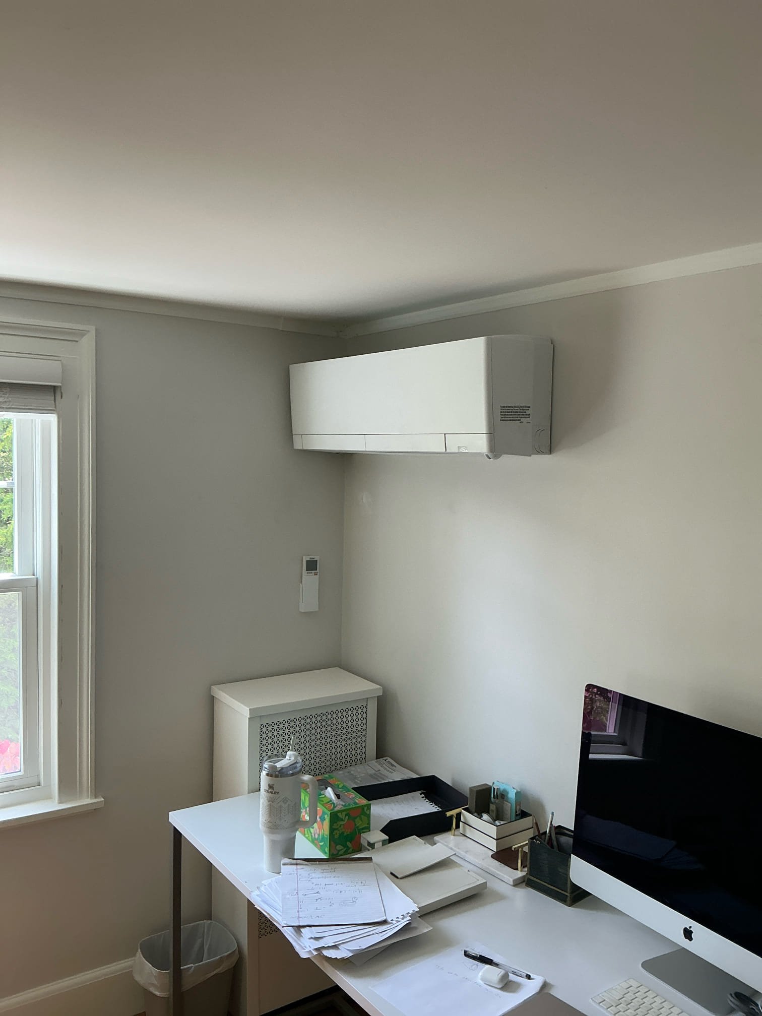 A clean, professionally installed ductless system brings quiet, efficient climate control to your home office with Akian Plumbing, Heating, Cooling & Electric.