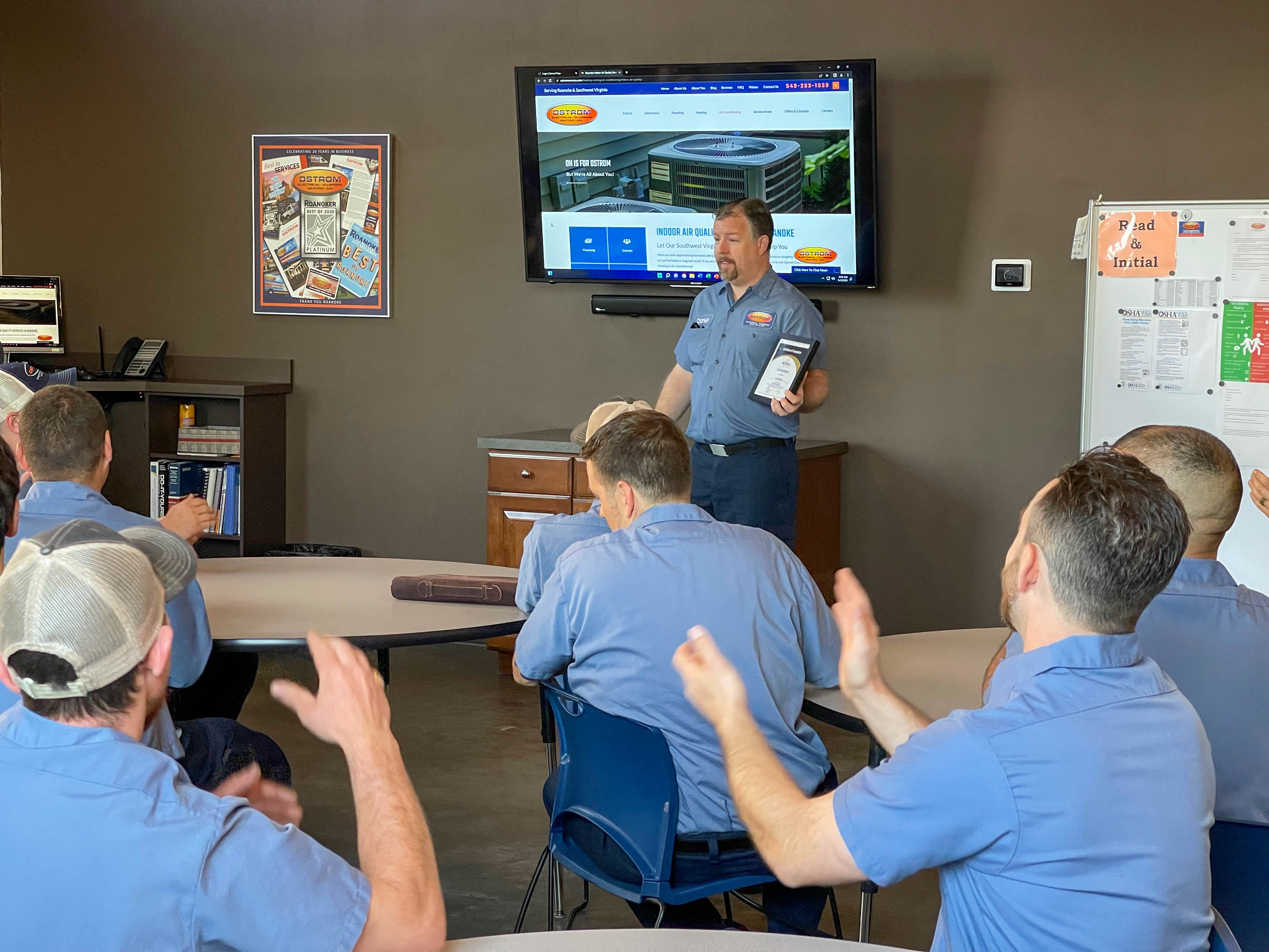 Ostrom Electrical Plumbing Heating & Air Conditioning: Celebrating excellence and teamwork with our award-winning service team.
