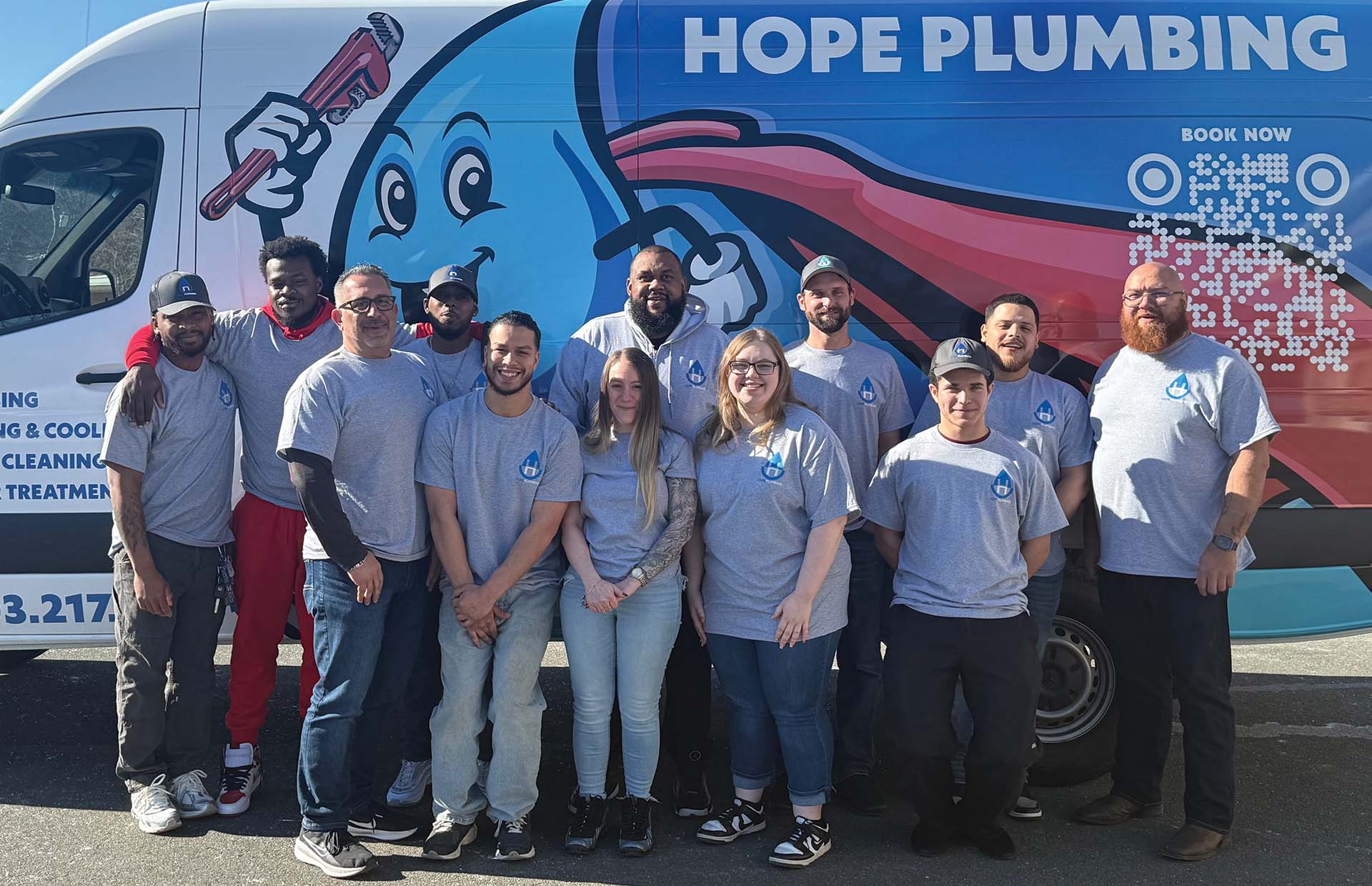 Friendly, professional technicians from Hope Plumbing showcase a reliable team customers can trust for prompt, quality service.