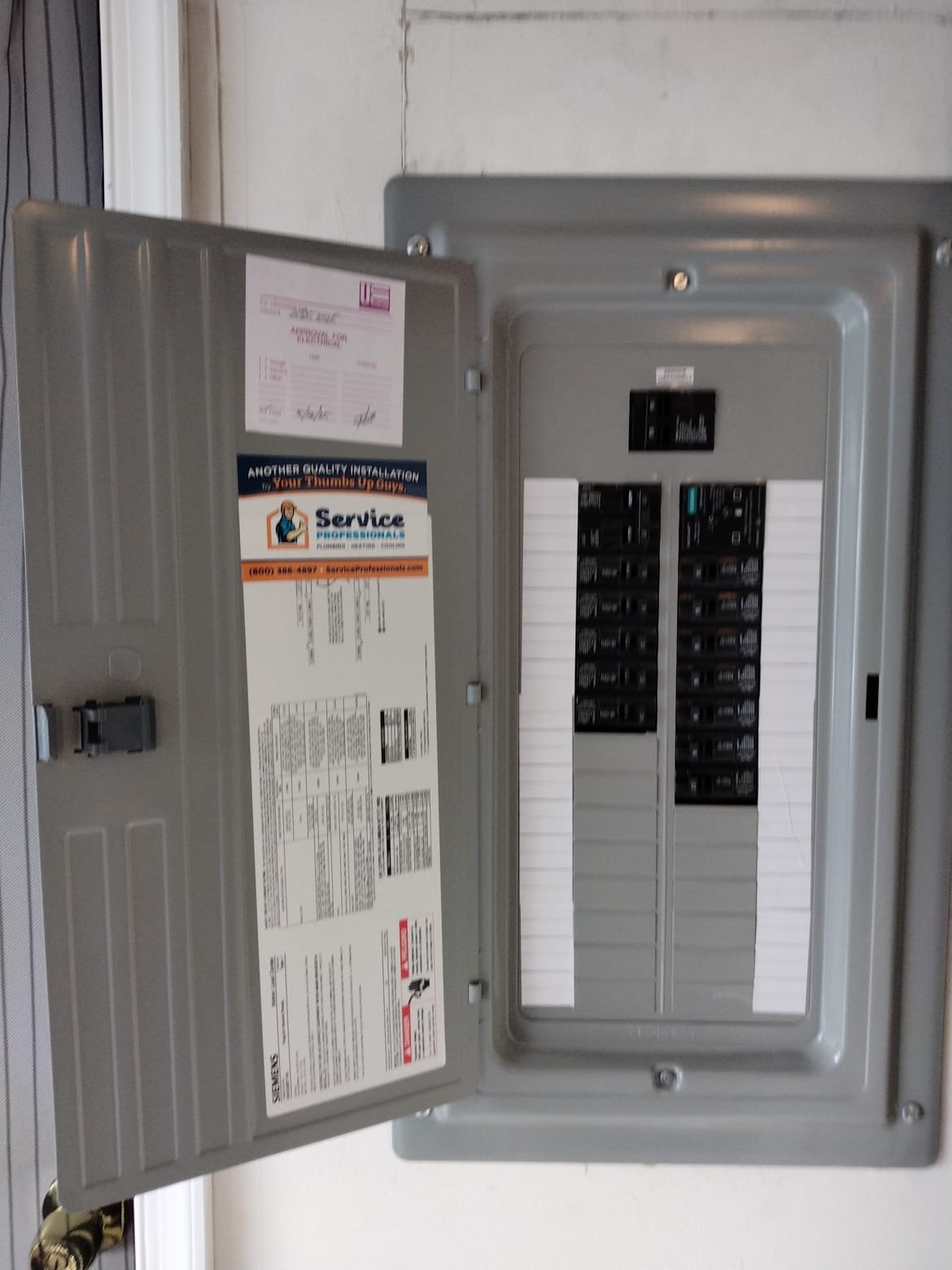 Experience top-notch electrical panel installation with Service Professionals—Your Thumbs Up Guys!