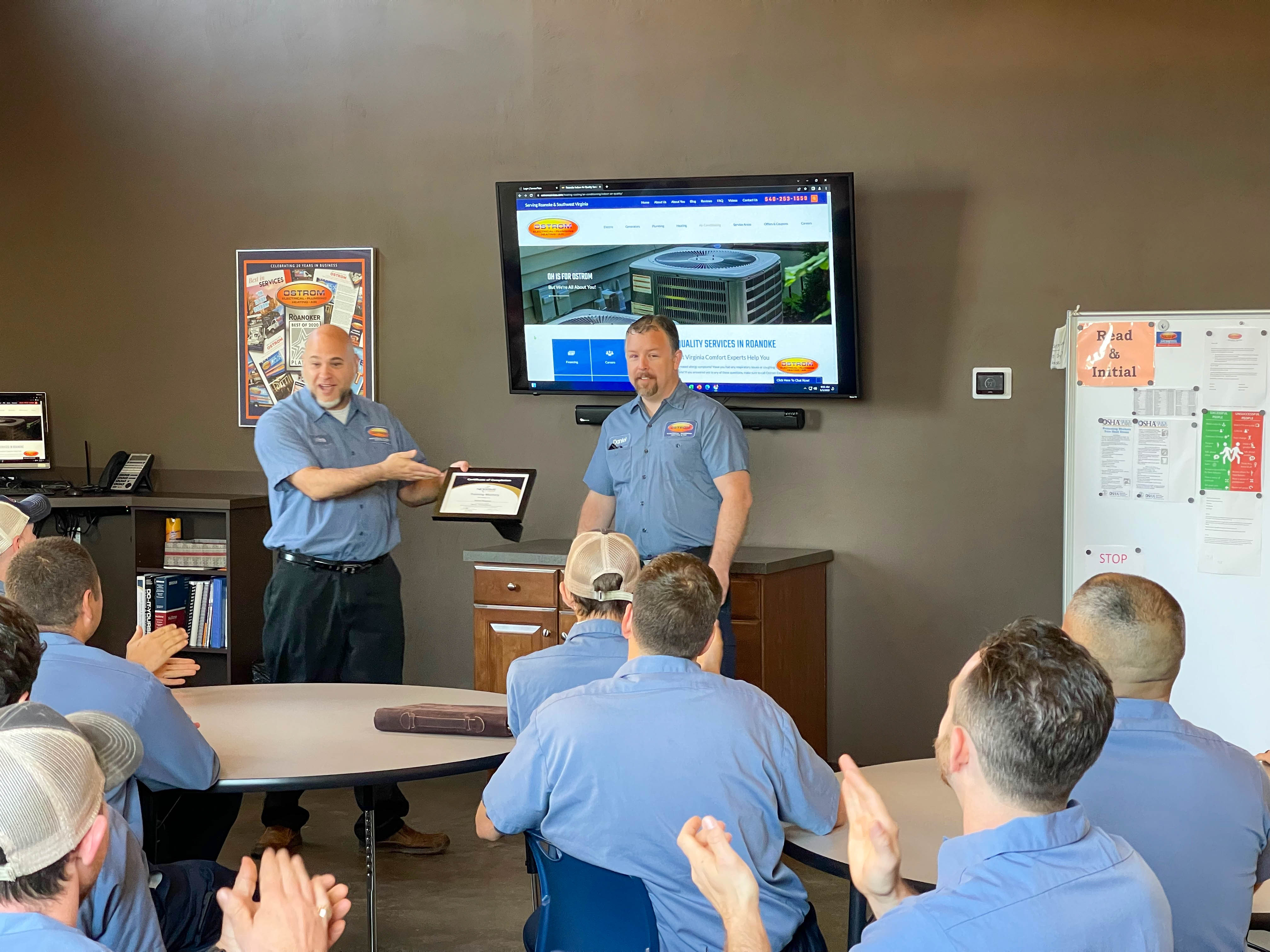 Recognizing the dedication and expertise of our team at Ostrom Electrical Plumbing Heating & Air Conditioning!