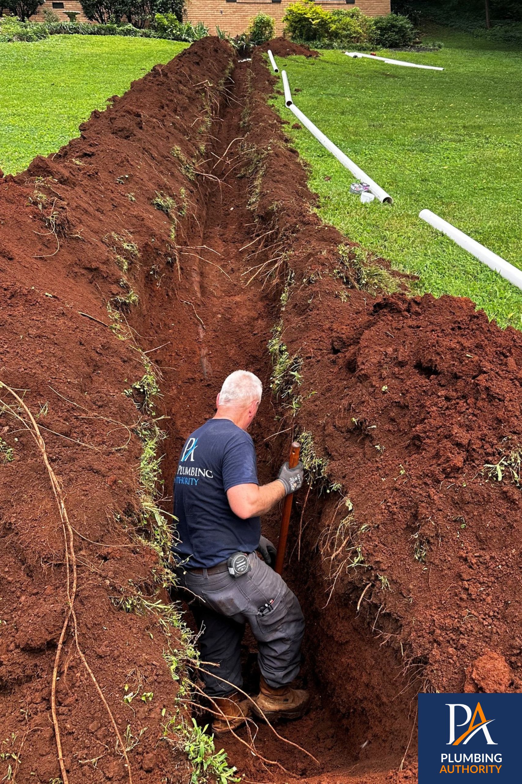 Trust The Plumbing Authority for reliable, careful trench and pipe work that showcases craftsmanship and respect for your yard.