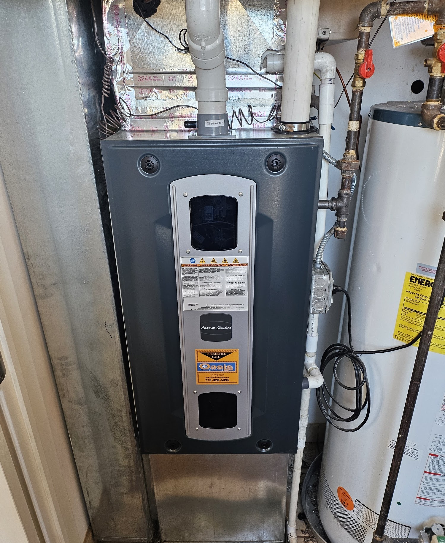 Oasis Heating and Cooling shows reliable, tidy furnace and vent installation that prioritizes safety and long-term performance for homeowners.