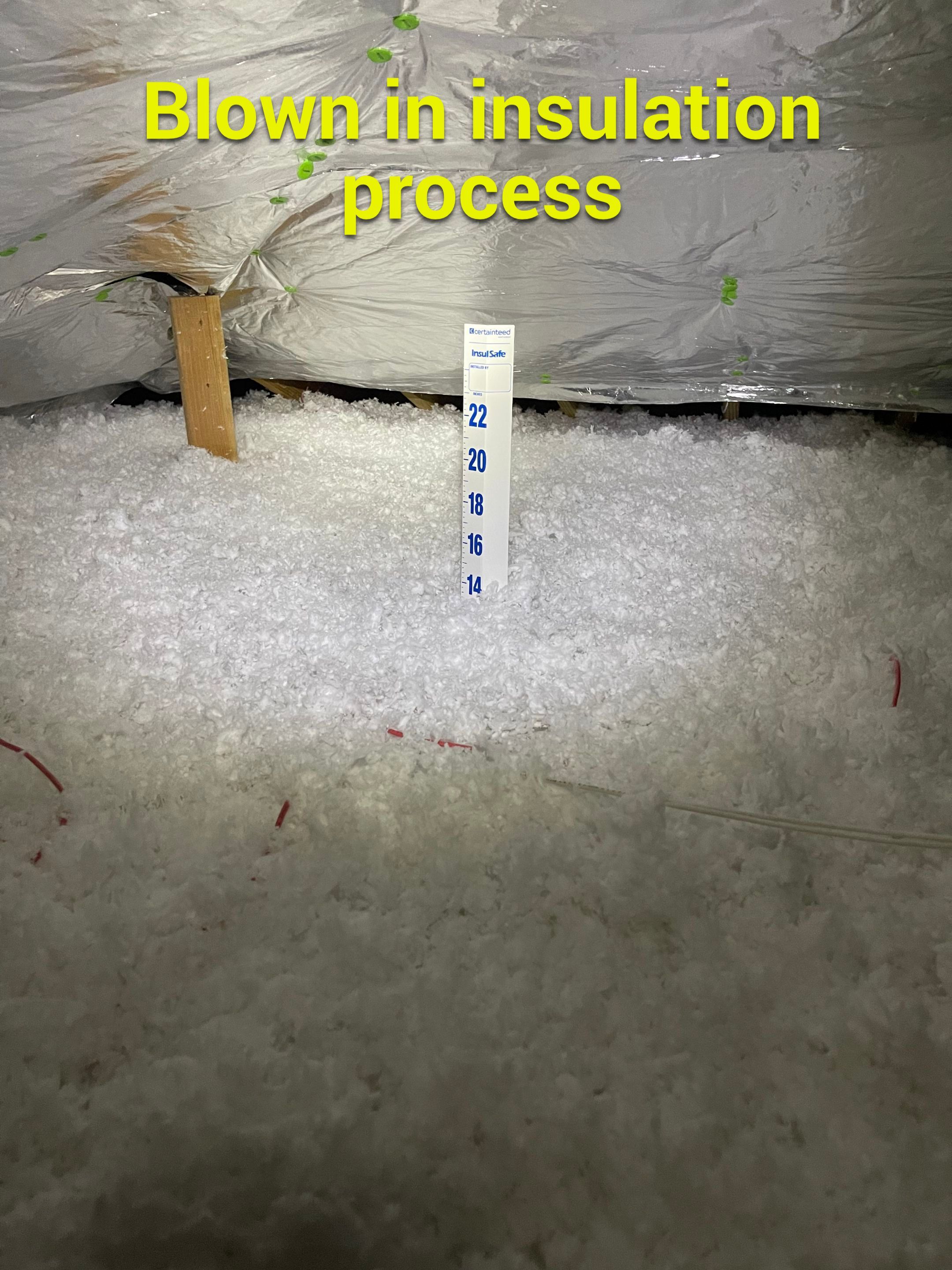 Precision Roof Crafters, Inc. ensures your home stays efficient with expert blown-in insulation services, as shown in this detailed process.