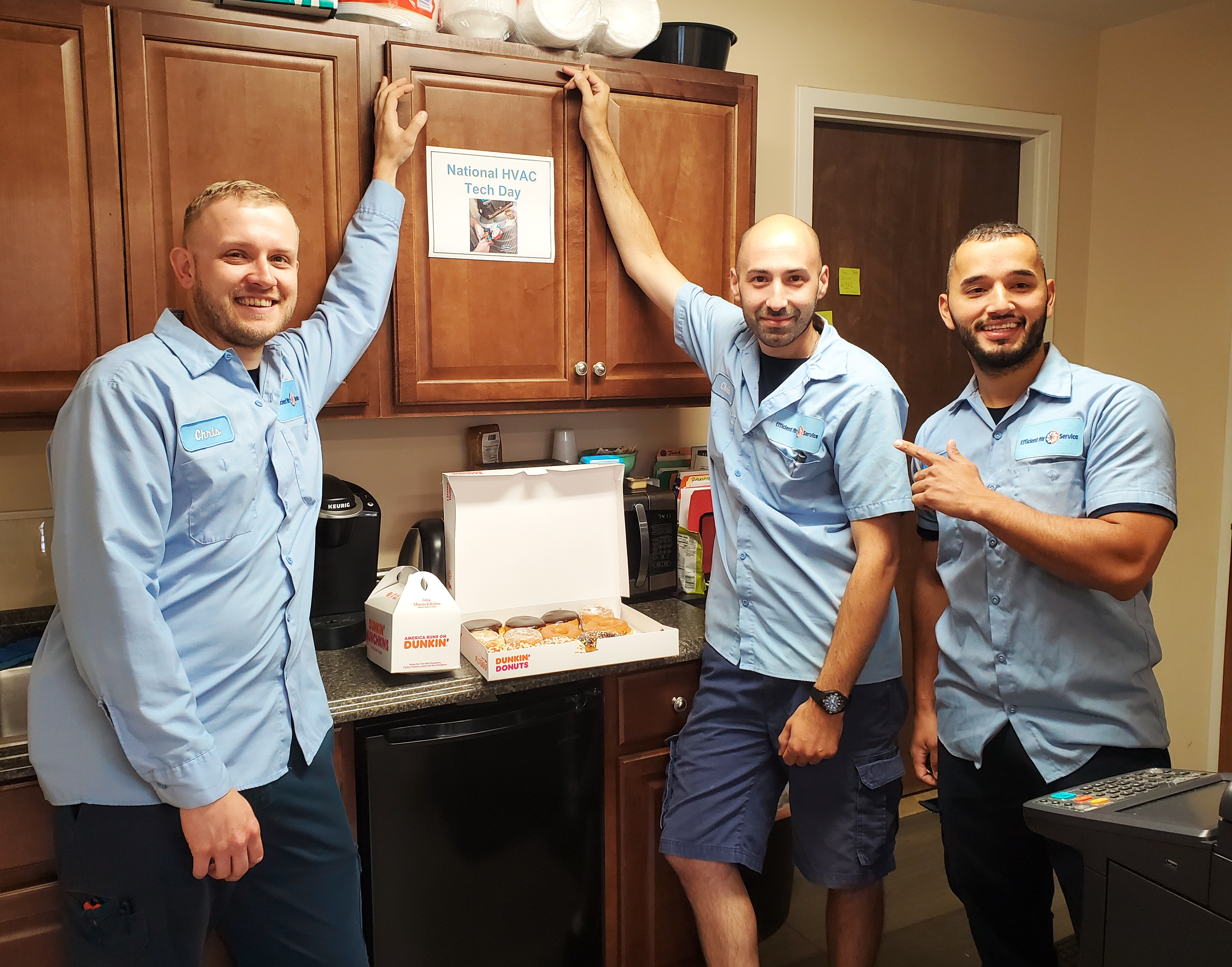 At Efficient Air Service, our dedicated team celebrates National HVAC Tech Day, showcasing our commitment to quality service and a positive company culture.