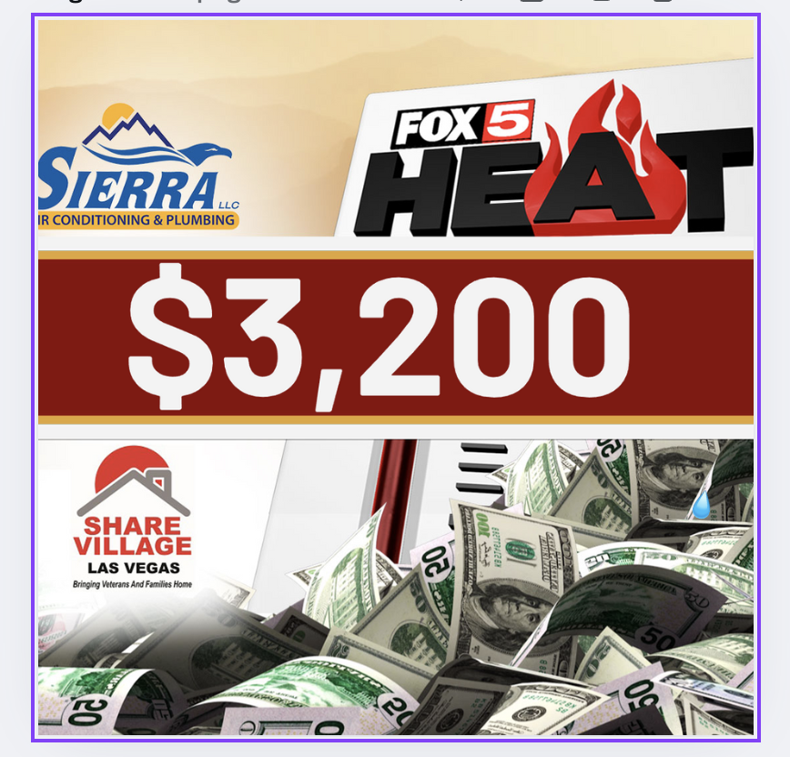 Save big with Sierra Air Conditioning & Plumbing's special $3,200 offer and support Share Village Las Vegas!