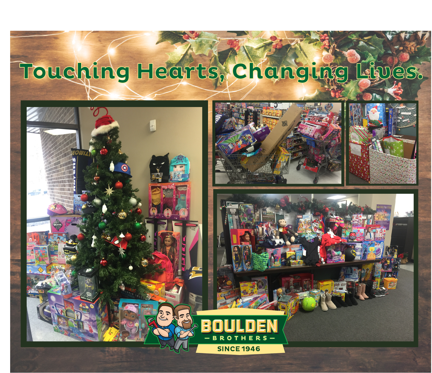 Boulden Brothers, since 1946, spreading joy and warmth with a festive spirit, touching hearts and changing lives through community care.