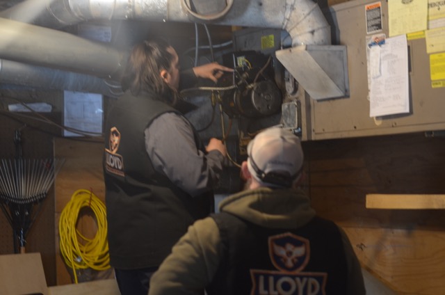 Skilled technicians from Lloyd Plumbing, Heating, Air, Electrical perform a careful furnace inspection to ensure safe, reliable home comfort.