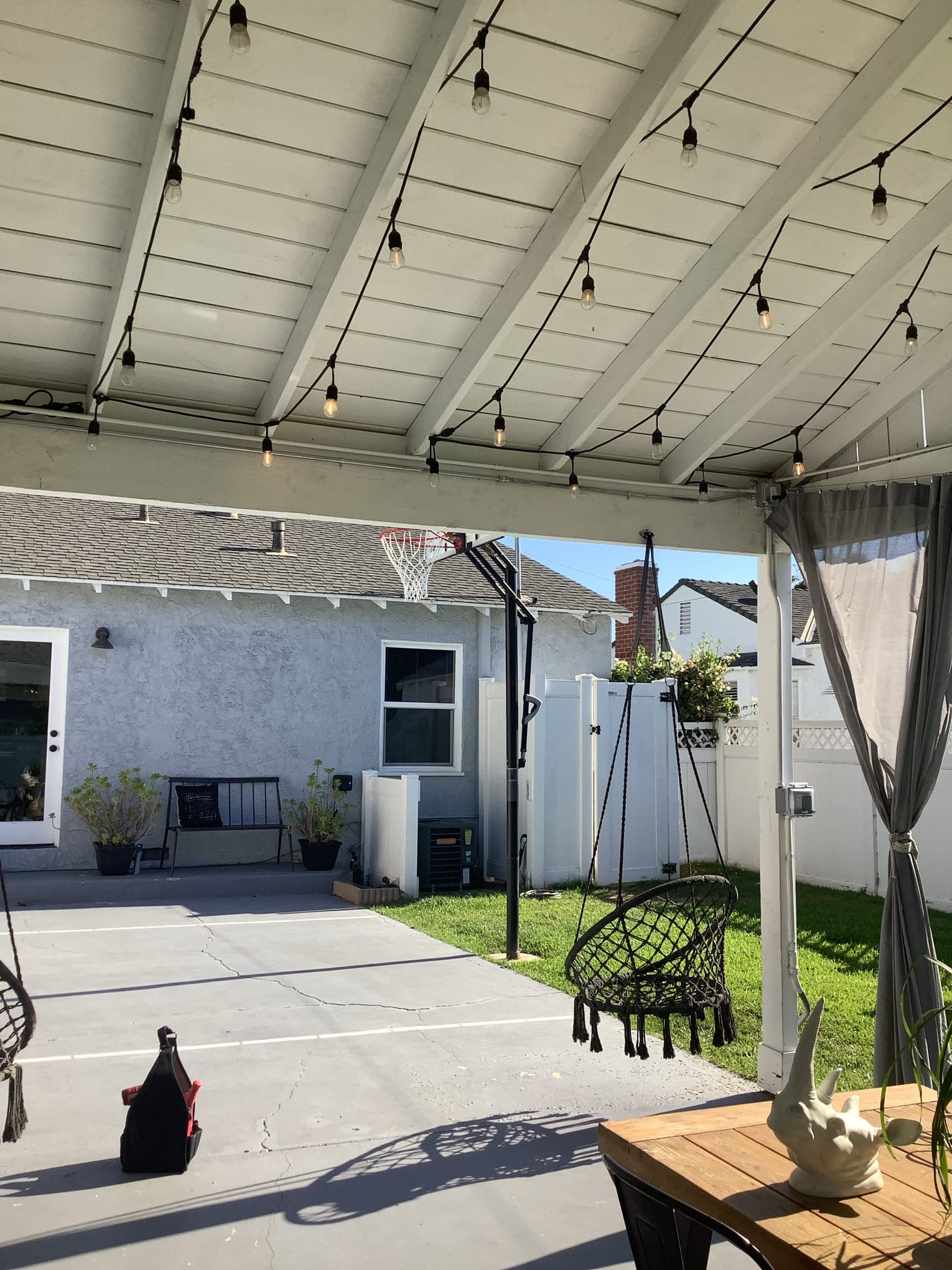 Powell Electric created a clean, well‑installed outdoor lighting setup that enhances patio ambiance while prioritizing safety and durability.