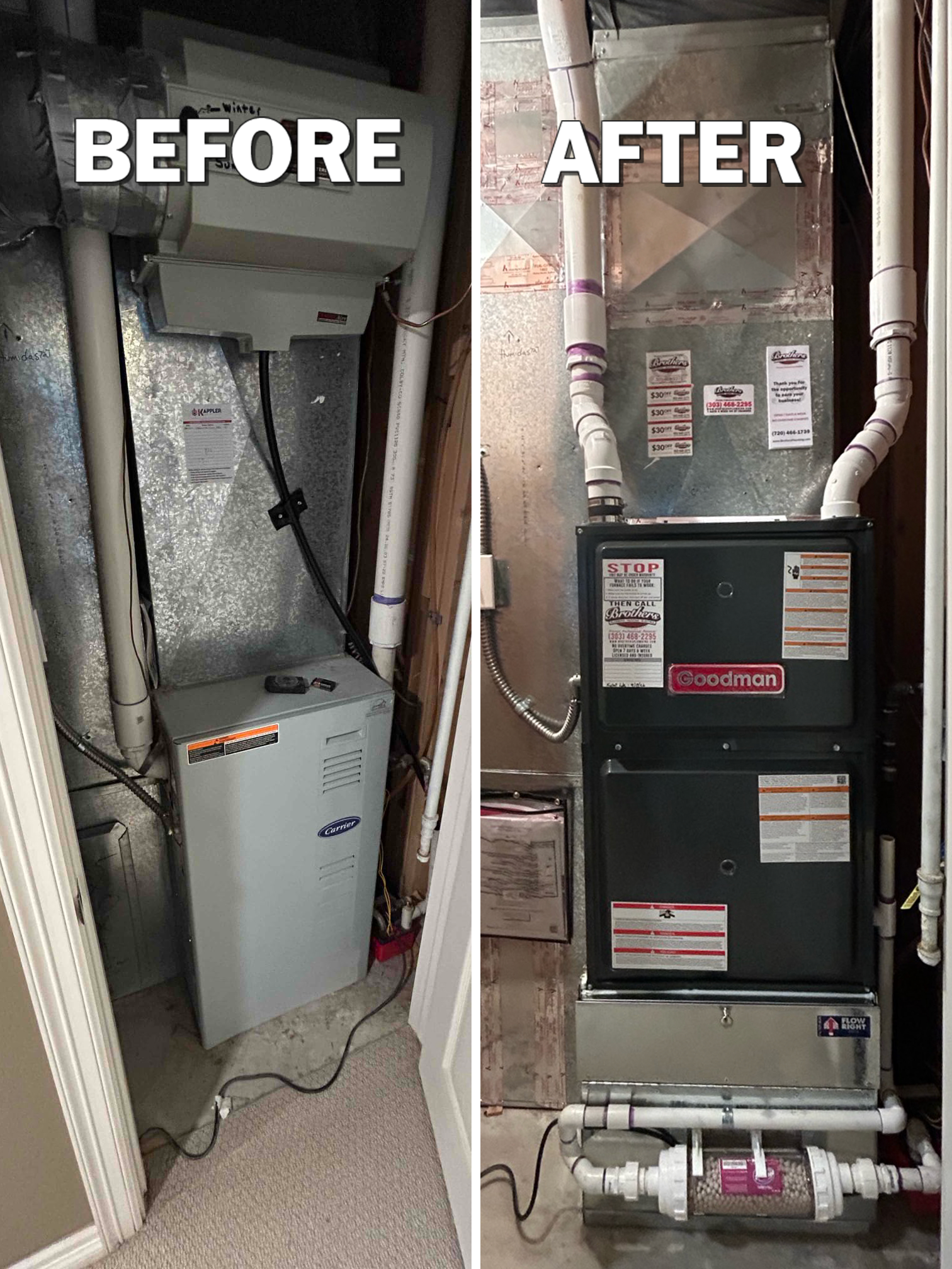 Brothers Plumbing, Heating, and Electric - Denver upgraded this furnace for improved reliability and cleaner condensate management, giving homeowners lasting peace of mind.