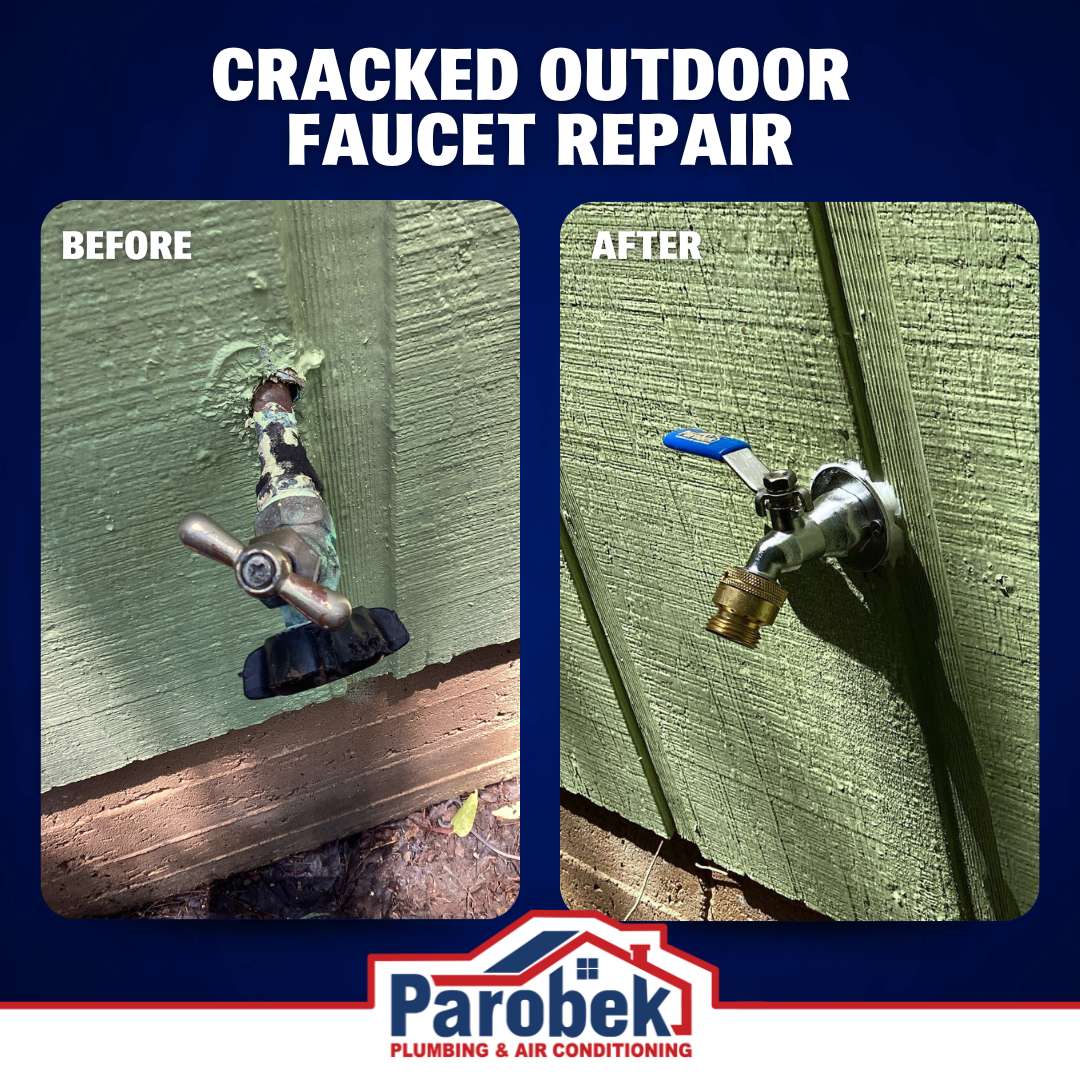 Parobek Plumbing & Air Conditioning ensures top-notch cracked outdoor faucet repairs, enhancing home functionality with professionalism and care.