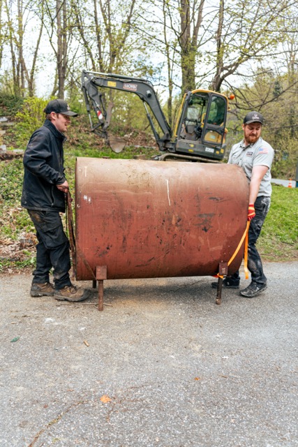 Lloyd Plumbing, Heating, Air, Electrical safely removes old fuel tanks from residential properties, showing dependable workmanship and care.