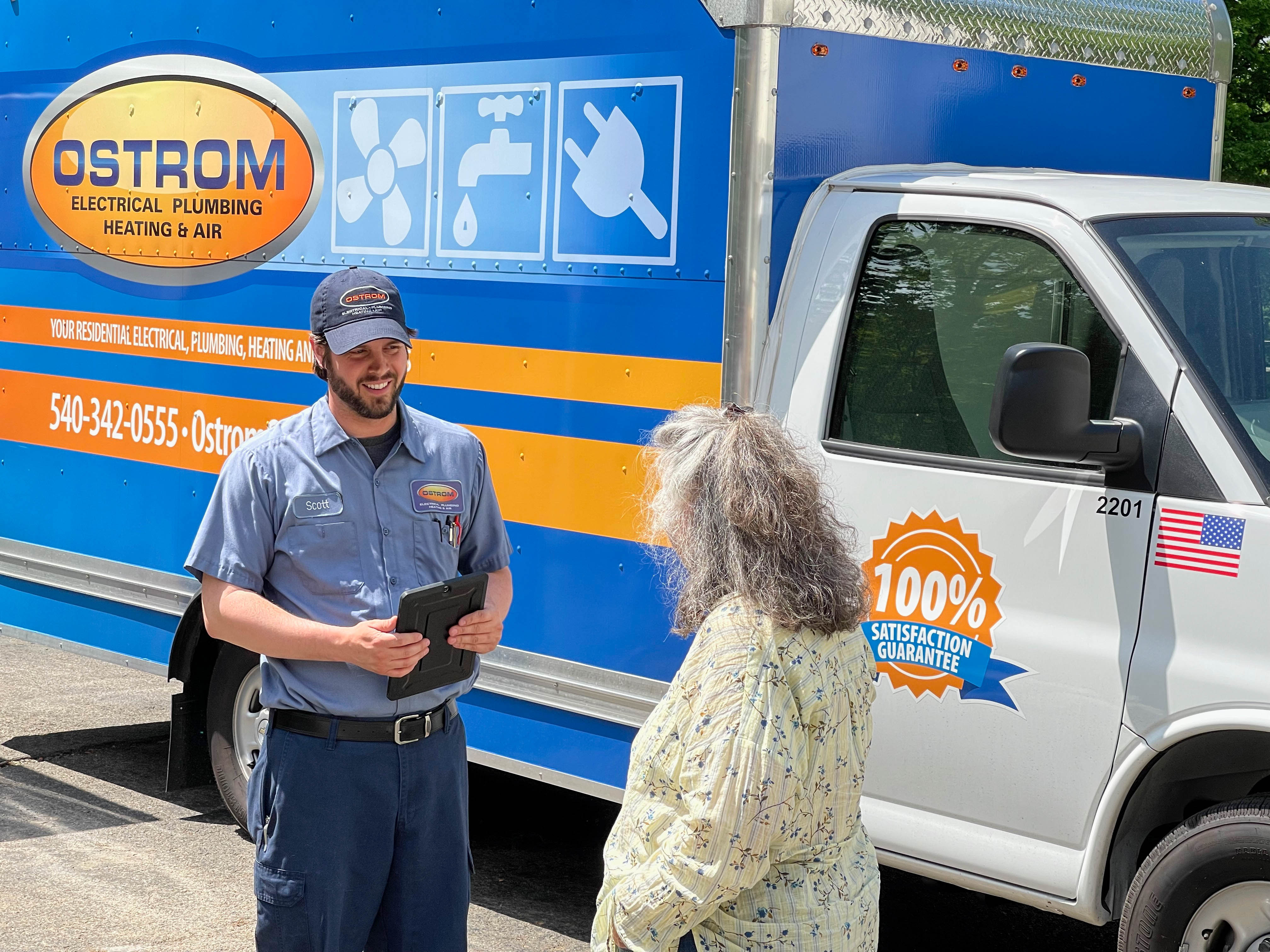 Experience the 100% satisfaction guarantee with Ostrom Electrical Plumbing Heating & Air Conditioning.