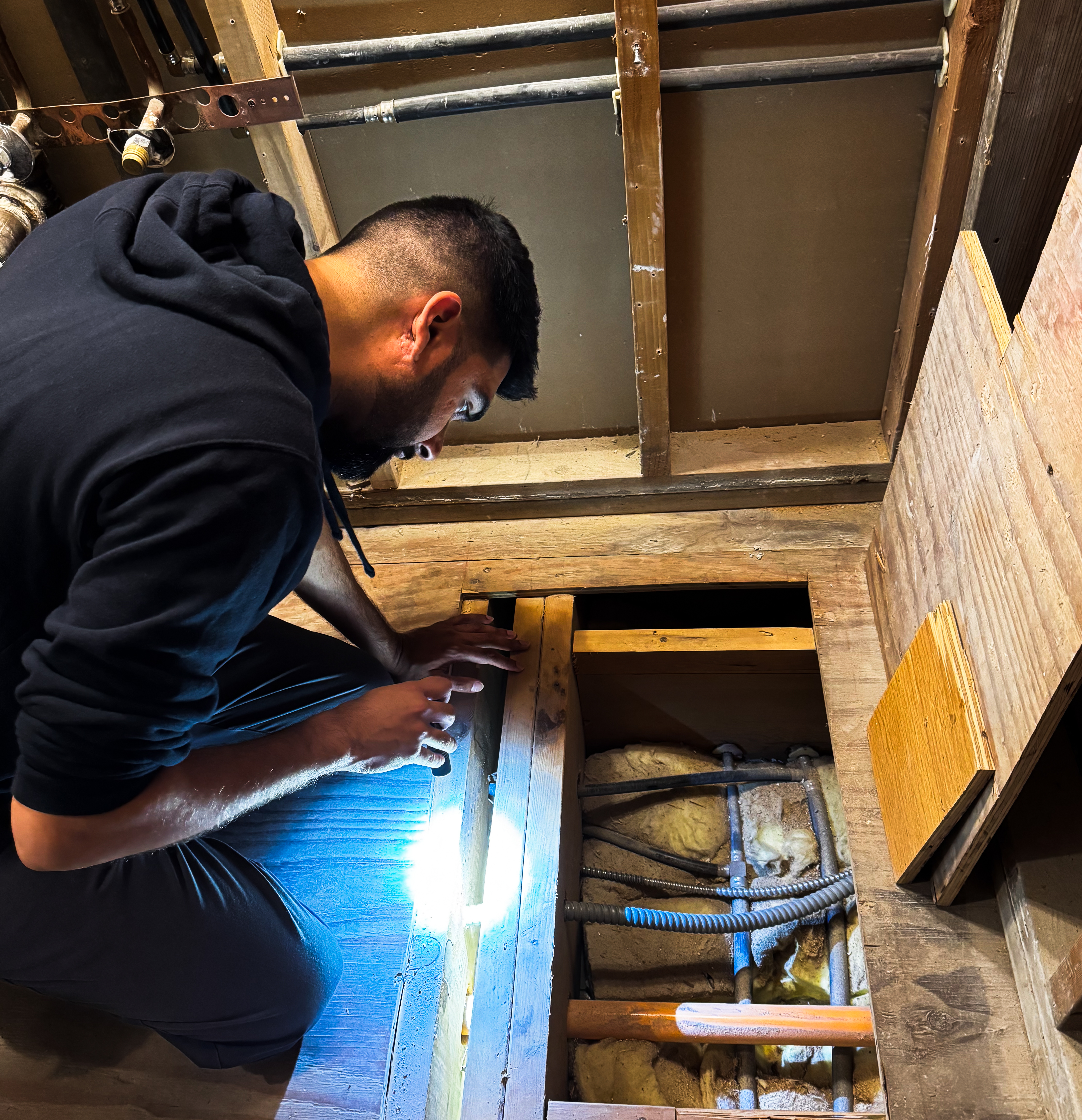 Careful, skilled inspections like this show how Eco Electric, Plumbing, Heating and Air delivers reliable repairs and lasting results.