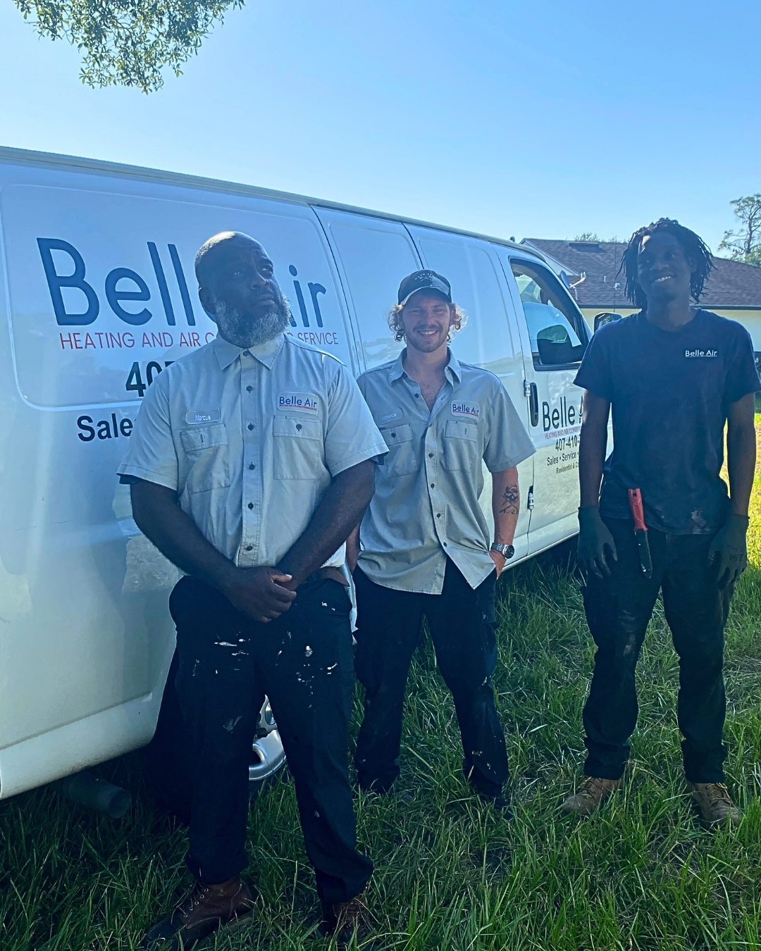 Meet the friendly and professional team at Belle Air, ready to provide exceptional HVAC service with a smile.